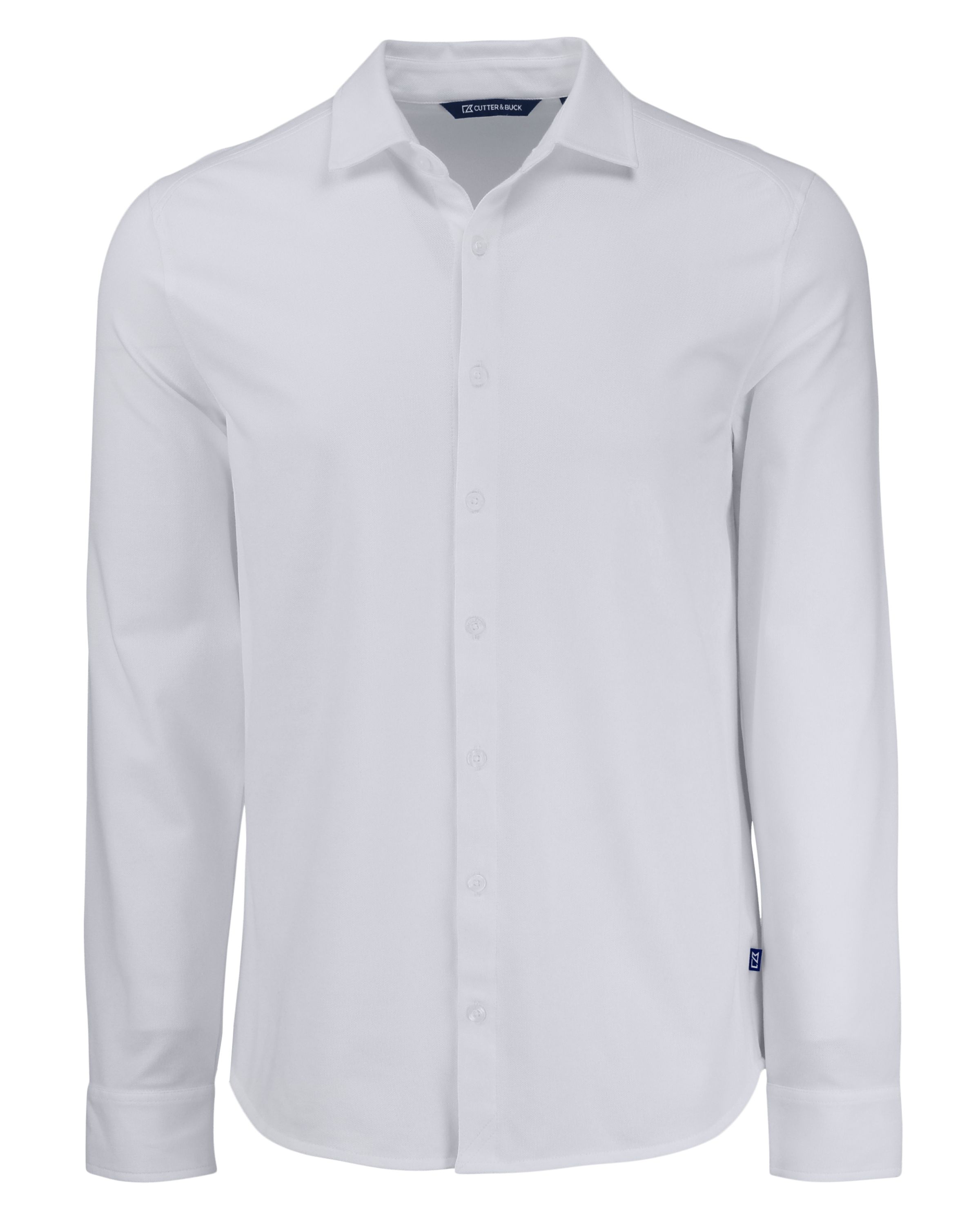 CB Advantage Tri-Blend Eco Soft Pique Long Sleeve Knitted Mens Button Up-Cutter &#38; Buck