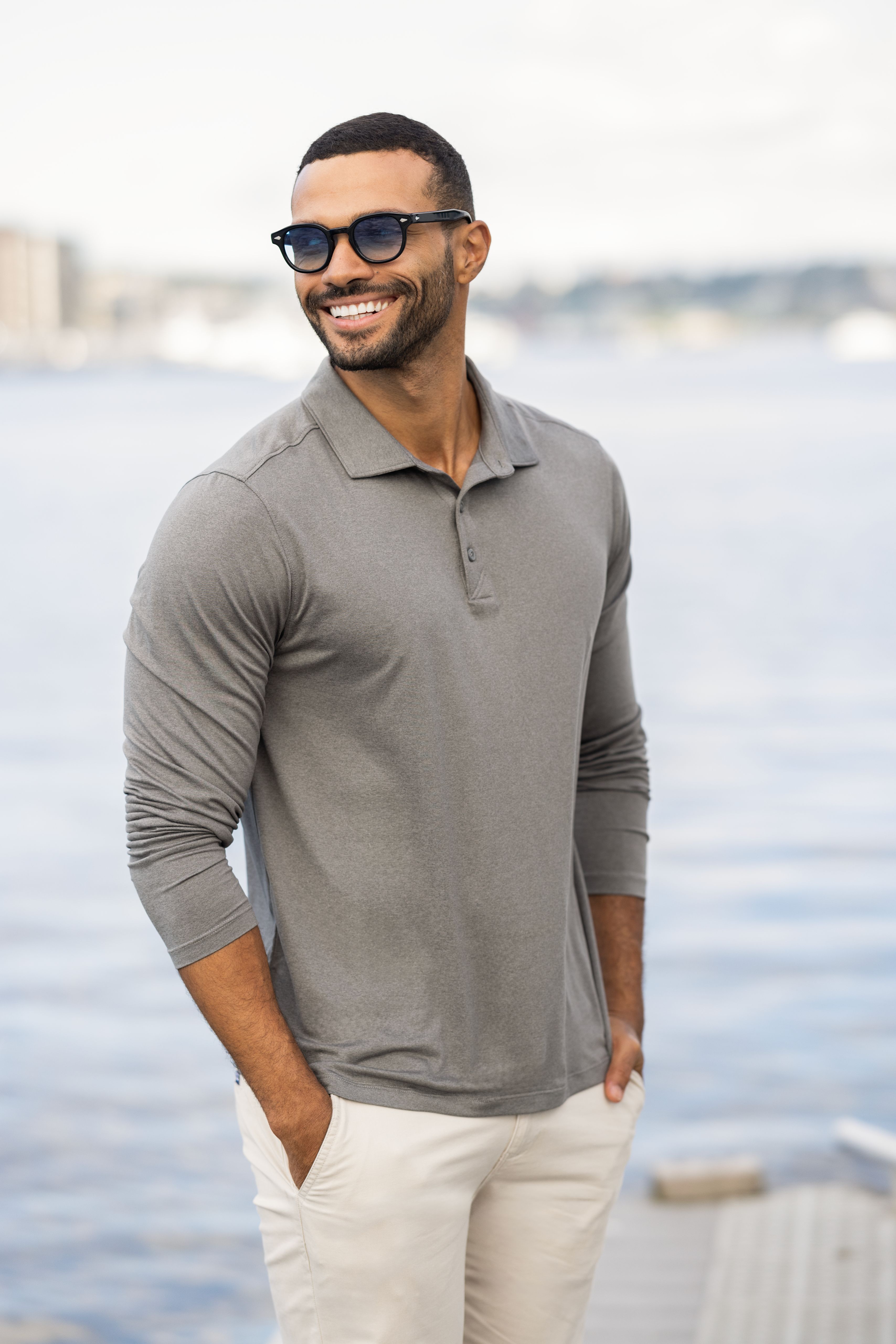 Cutter & Buck Coastline Recycled Double Peached Mens Long Sleeve Polo