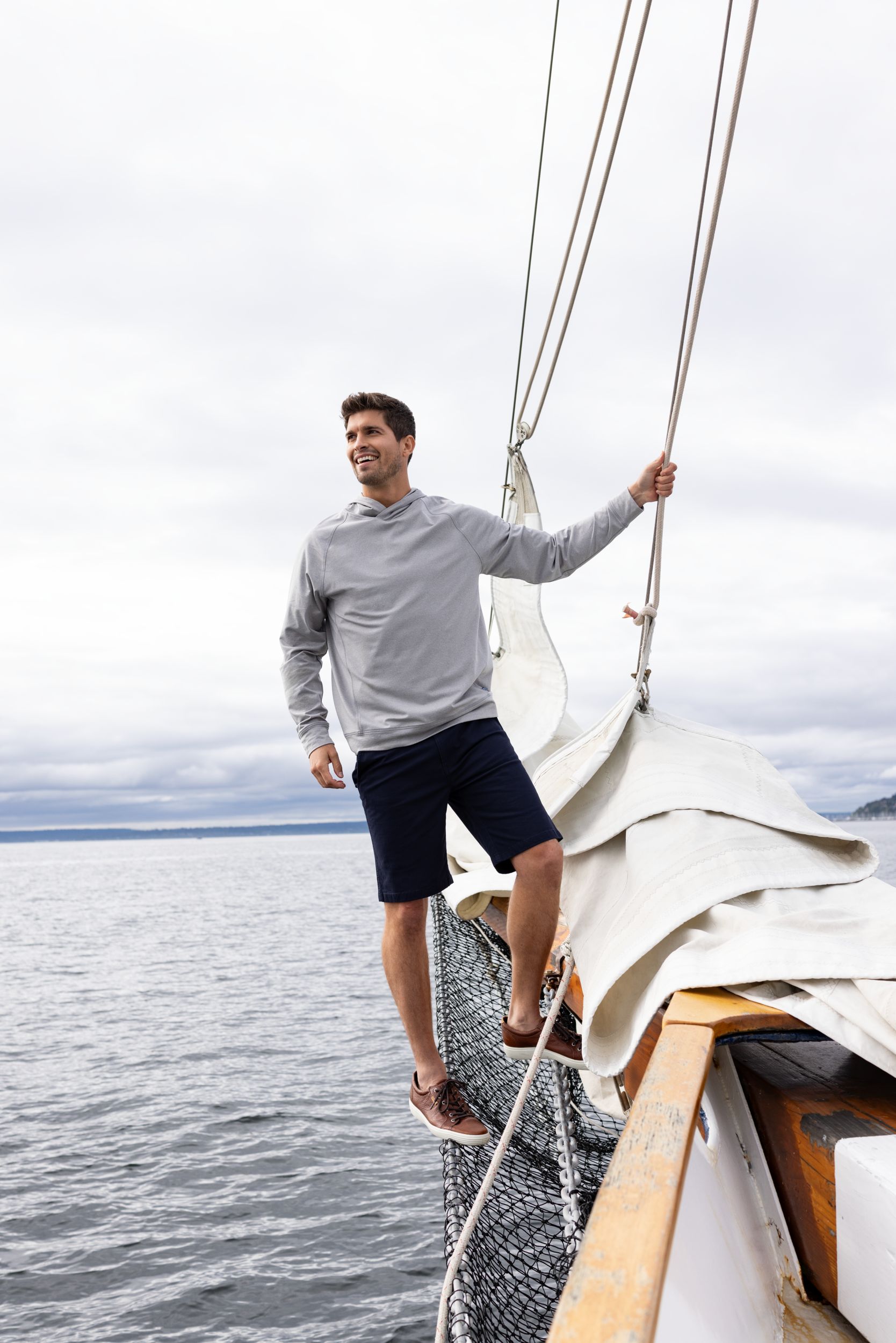 Cutter & Buck Adapt Recycled Soft Knit Stretch Mens Heathered Hooded Pullover