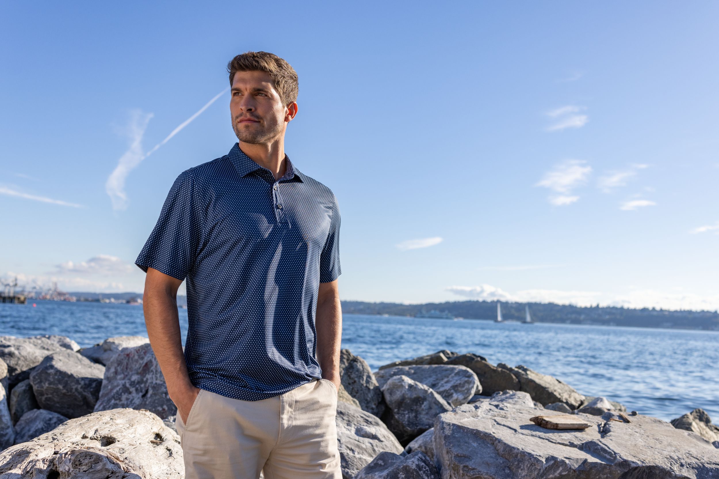 Cutter & Buck Pike Recycled Shadow Check Print Mens Big & Tall Polo