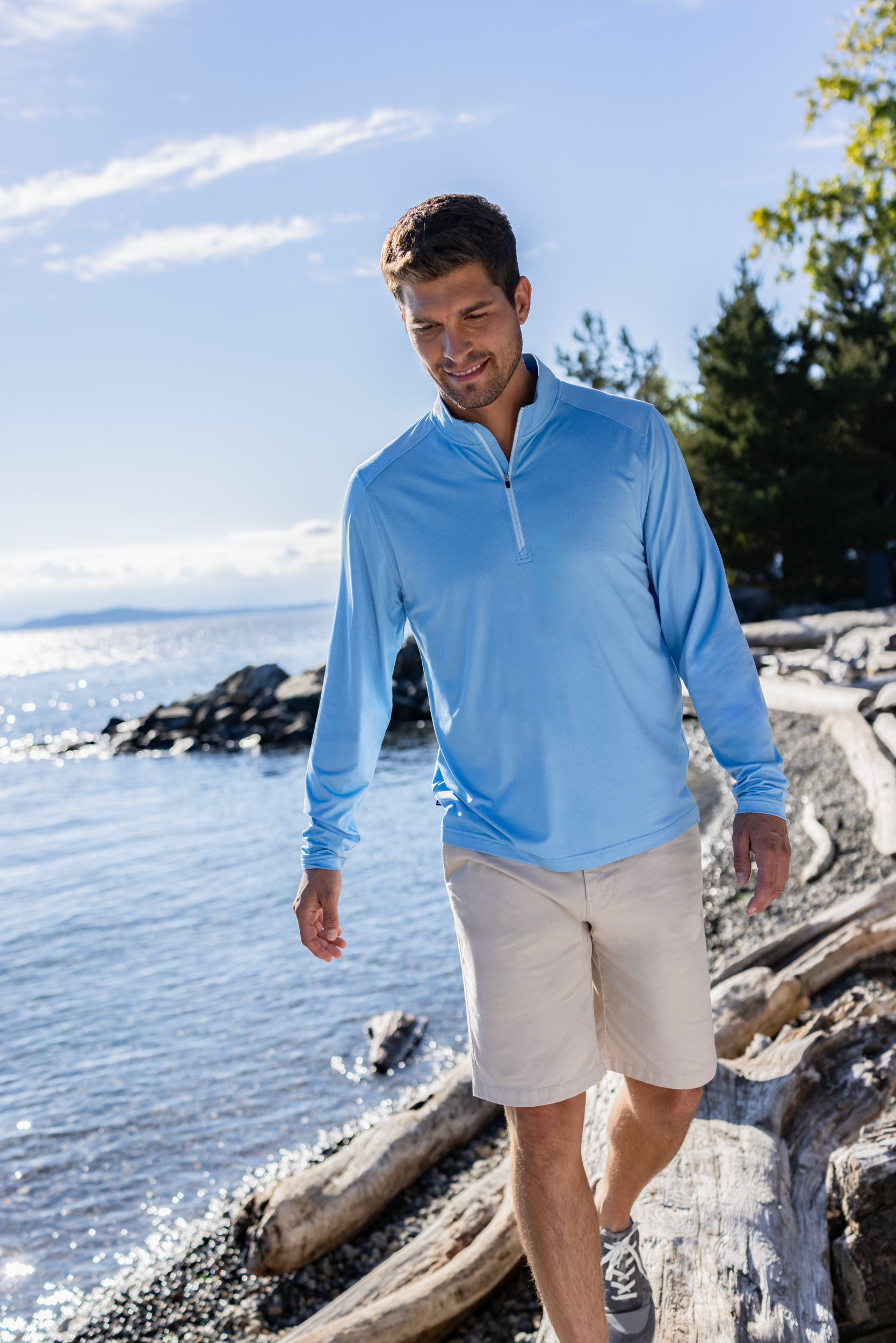 Cutter & Buck Coastline Recycled Double Peached Mens Quarter Zip Pullover