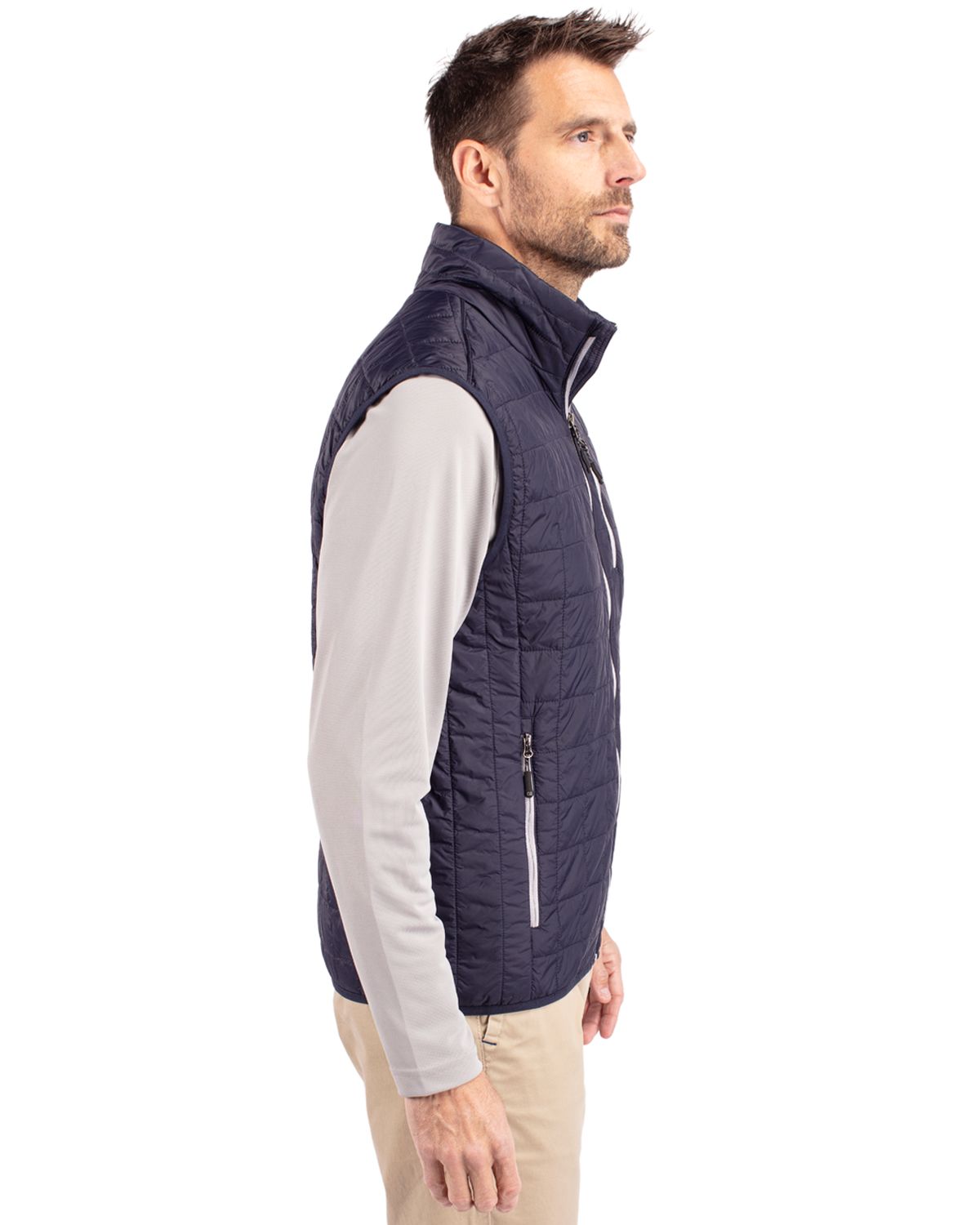 Cutter & Buck Rainier Recycled Insulated Puffer Mens Big & Tall Full Zip Vest Big & Tall 130