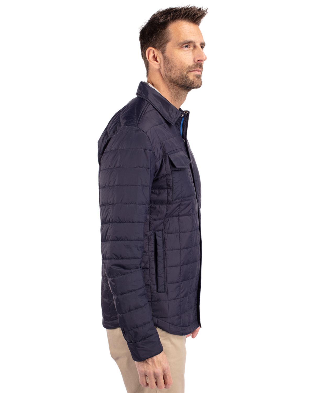Cutter & Buck Rainier Recycled Insulated Puffer Mens Full Zip Shirt Jacket 65