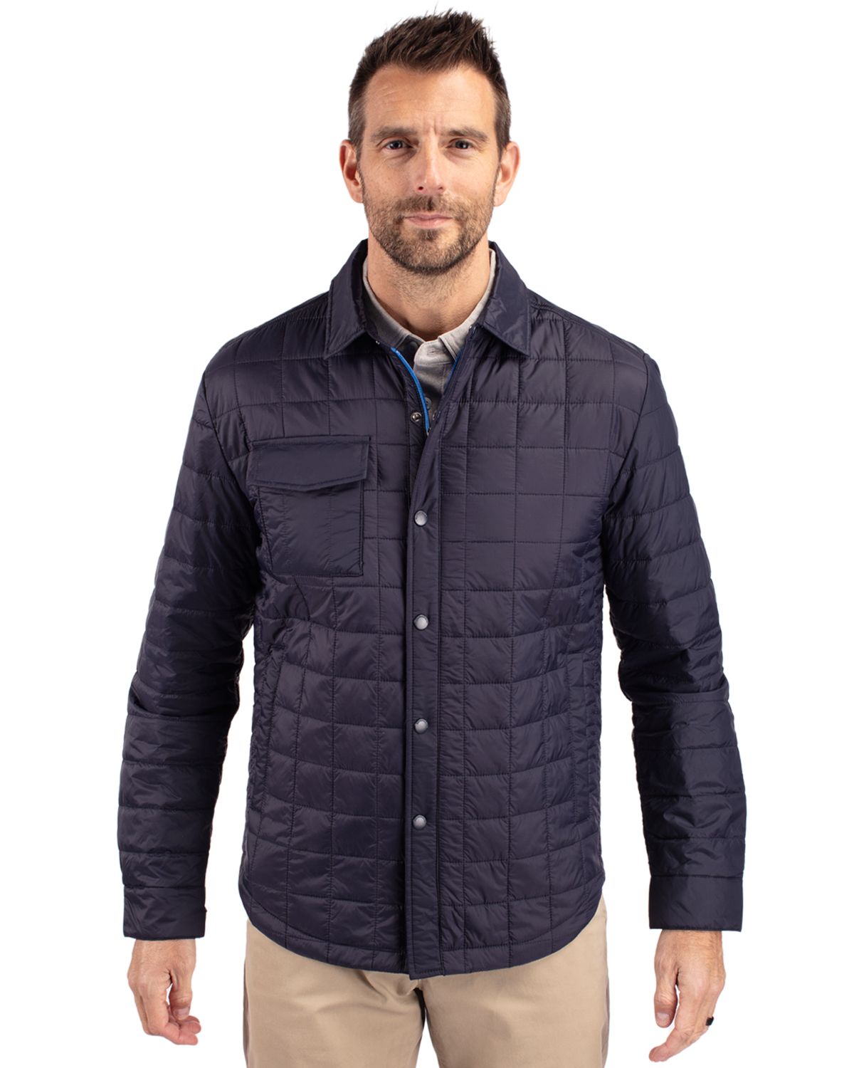 Cutter & Buck Rainier Recycled Insulated Puffer Mens Full Zip Shirt Jacket 63