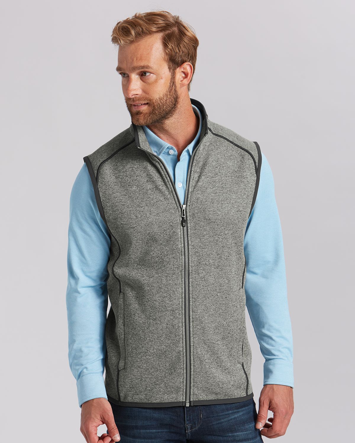 Cutter & Buck Mainsail Sweater-Knit Mens Full Zip Vest 158
