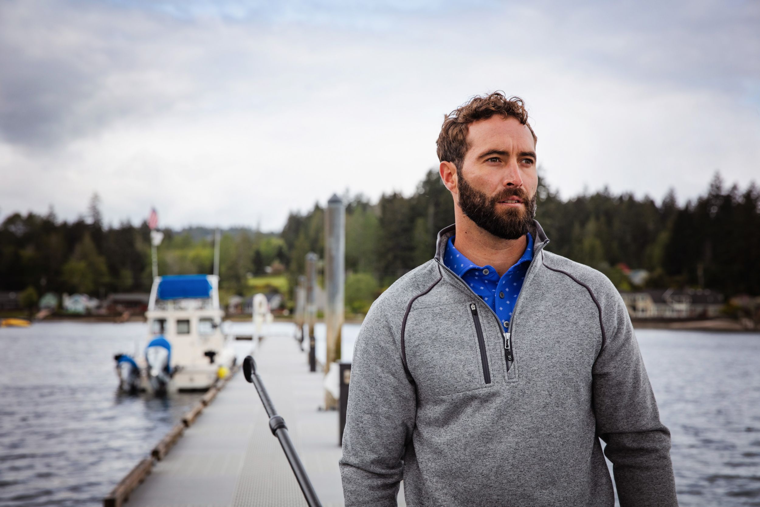 Cutter & Buck Mainsail Sweater-Knit Mens Half Zip Jacket