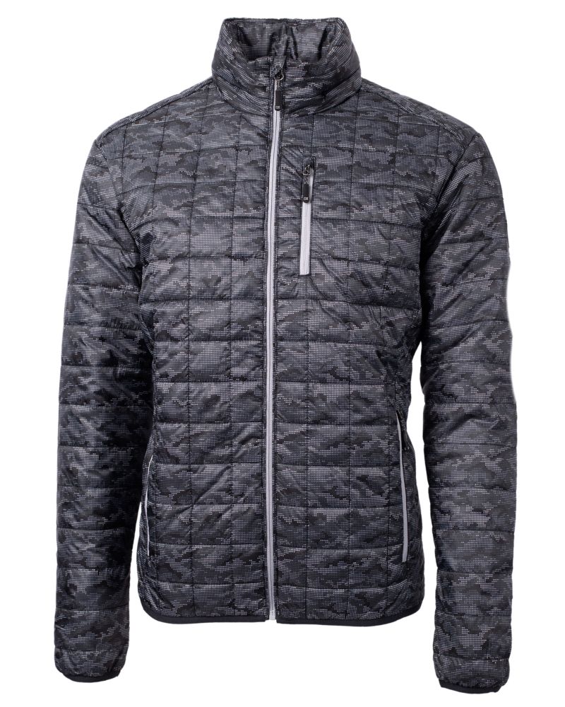 Cutter & Buck Rainier Recycled Insulated Printed Puffer Mens Full Zip Jacket 45