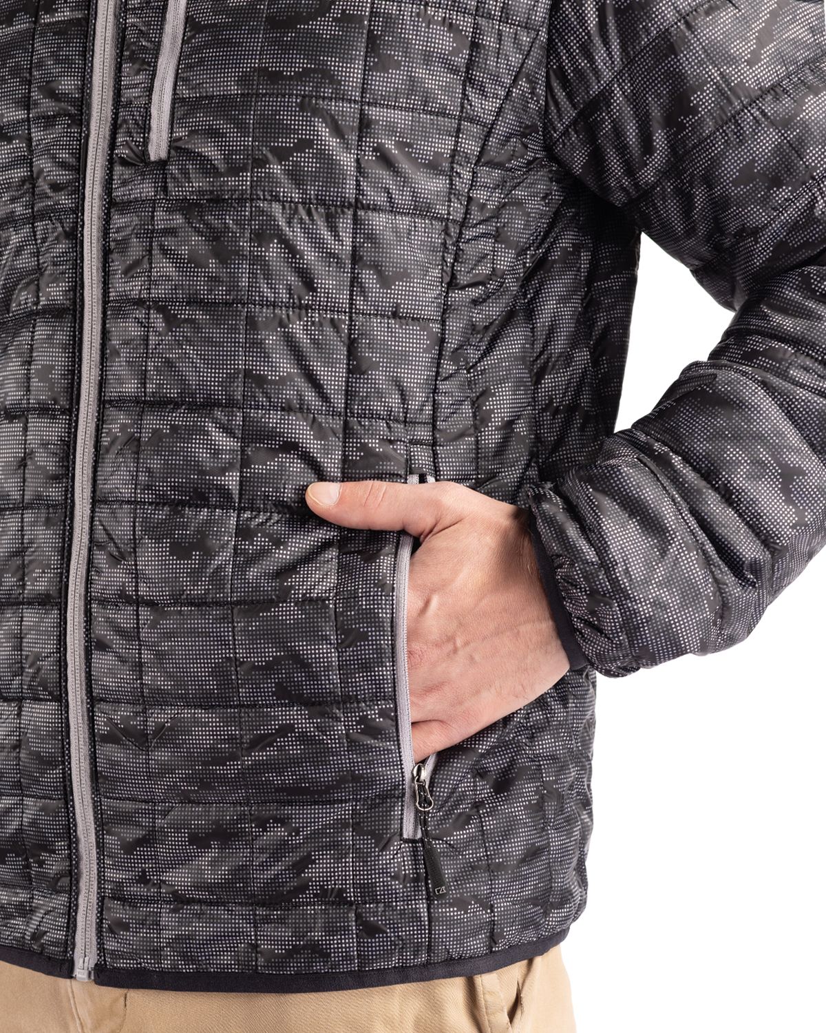 Cutter & Buck Rainier Recycled Insulated Printed Puffer Mens Full Zip Jacket 46