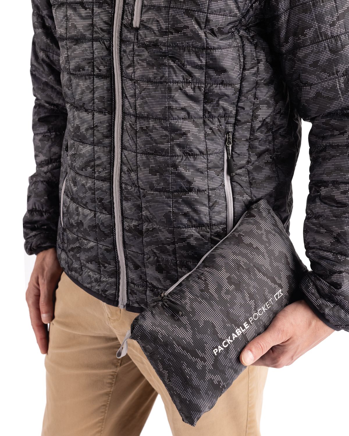 Cutter & Buck Rainier Recycled Insulated Printed Puffer Mens Full Zip Jacket 2