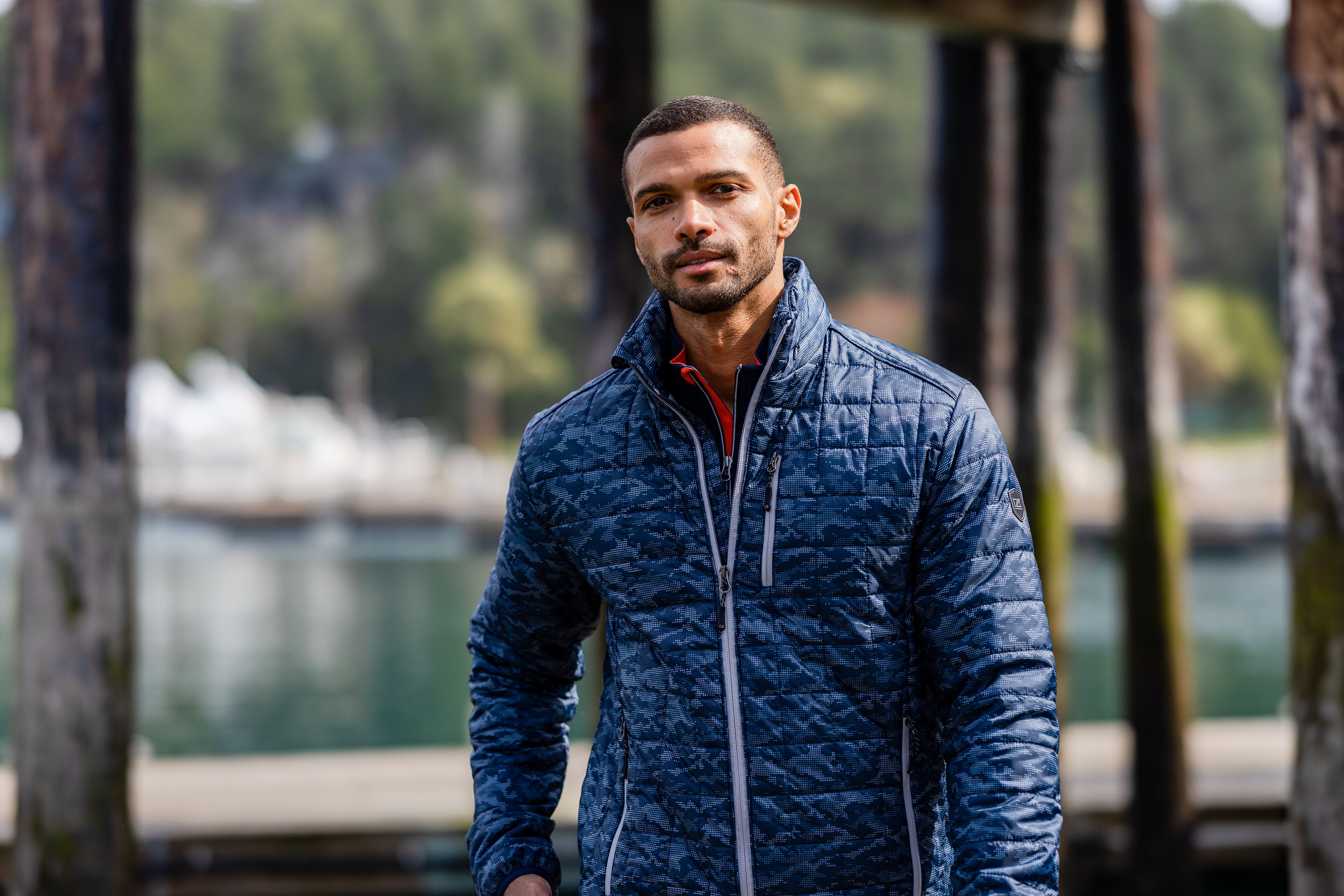Cutter & Buck Rainier Recycled Insulated Printed Puffer Mens Full Zip Jacket 35