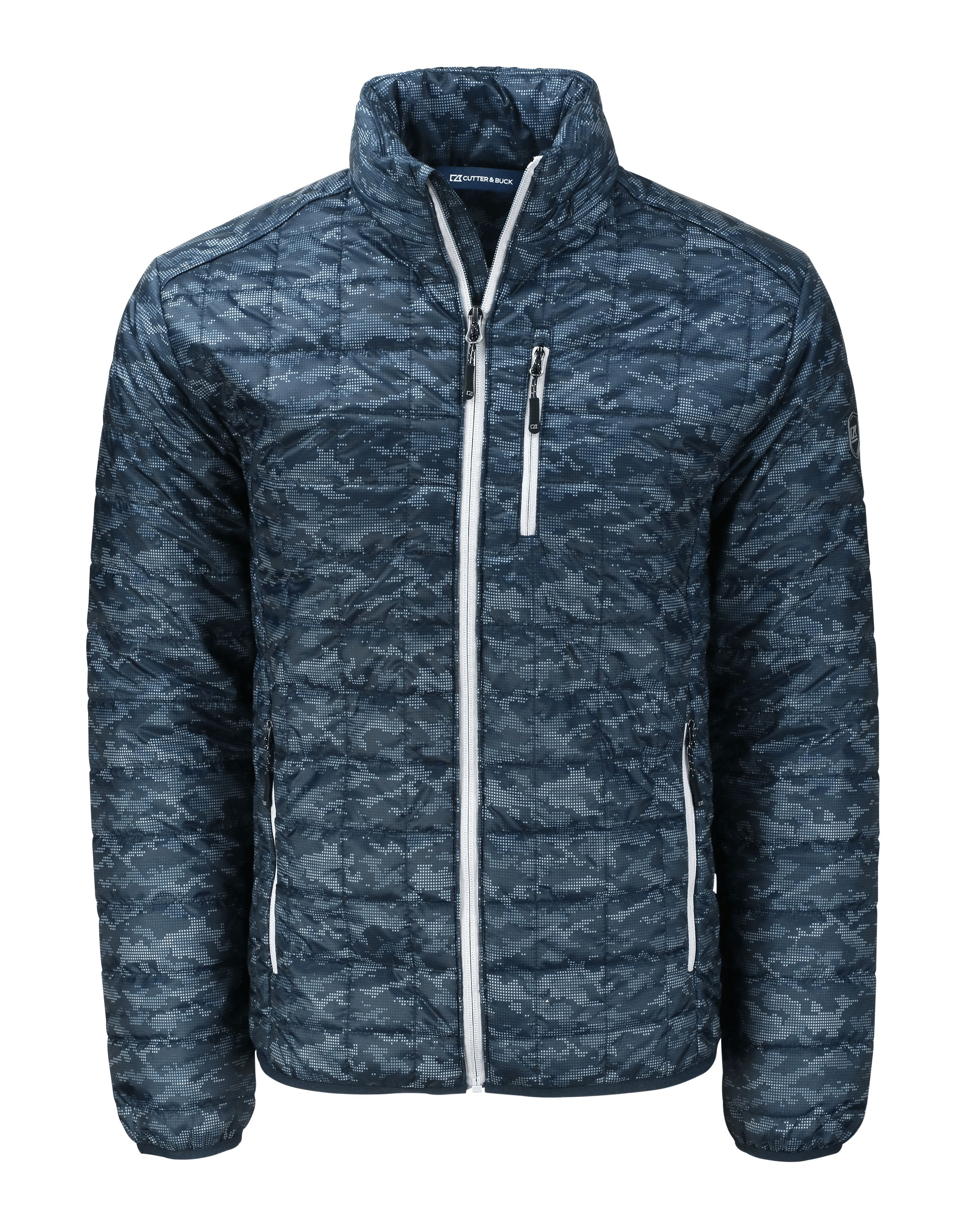 Cutter & Buck Rainier Recycled Insulated Printed Puffer Mens Full Zip Jacket 36