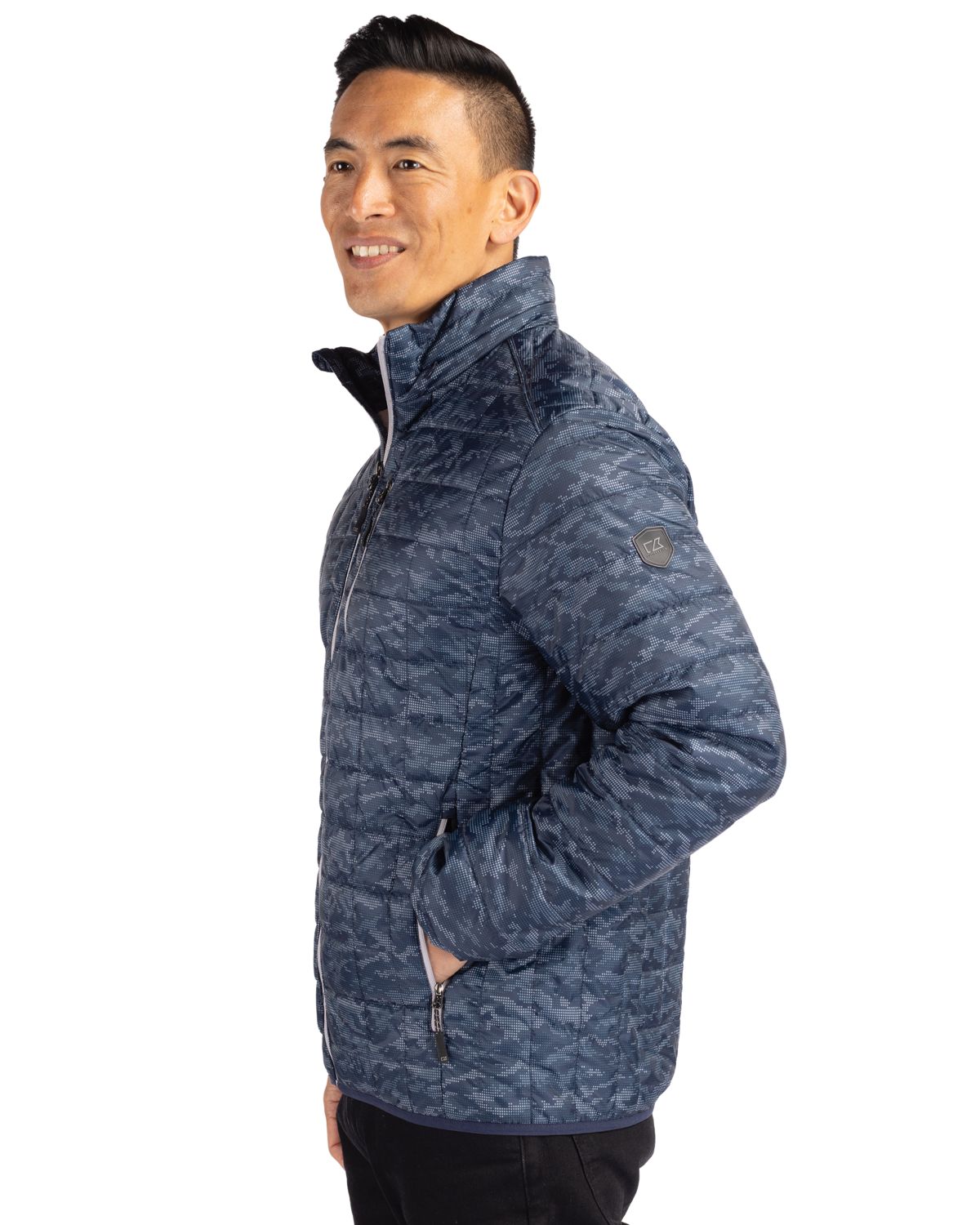 Cutter & Buck Rainier Recycled Insulated Printed Puffer Mens Full Zip Jacket 23