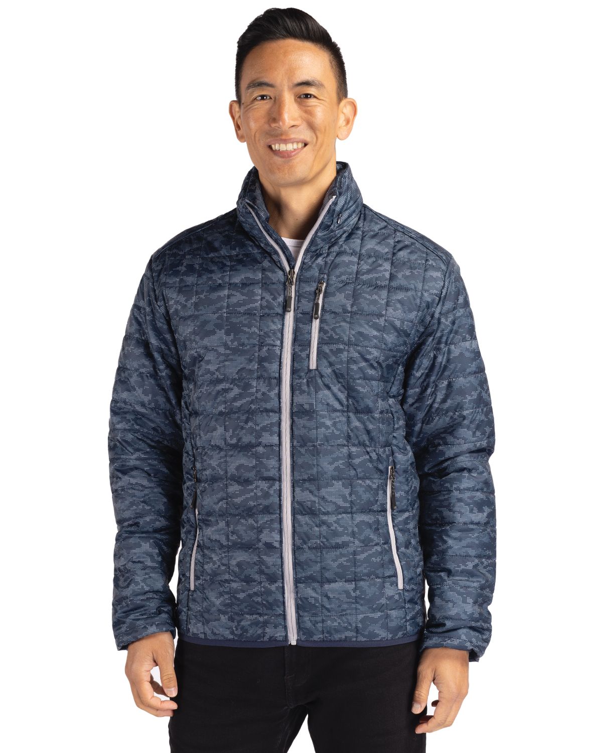 Cutter & Buck Rainier Recycled Insulated Printed Puffer Mens Full Zip Jacket 39
