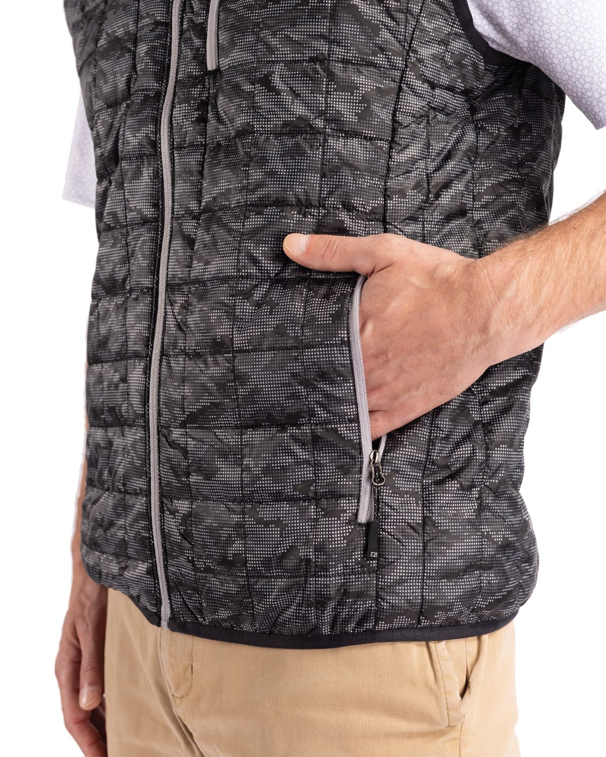 Cutter & Buck Rainier Recycled Insulated Printed Puffer Mens Full Zip Vest 47