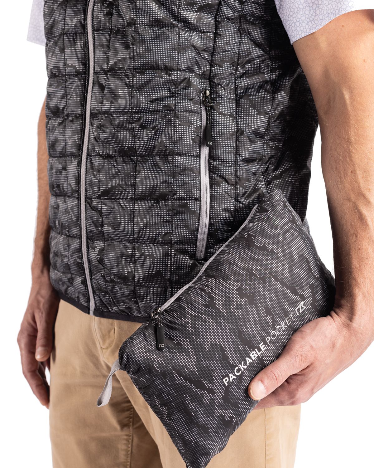 Cutter & Buck Rainier Recycled Insulated Printed Puffer Mens Full Zip Vest 35