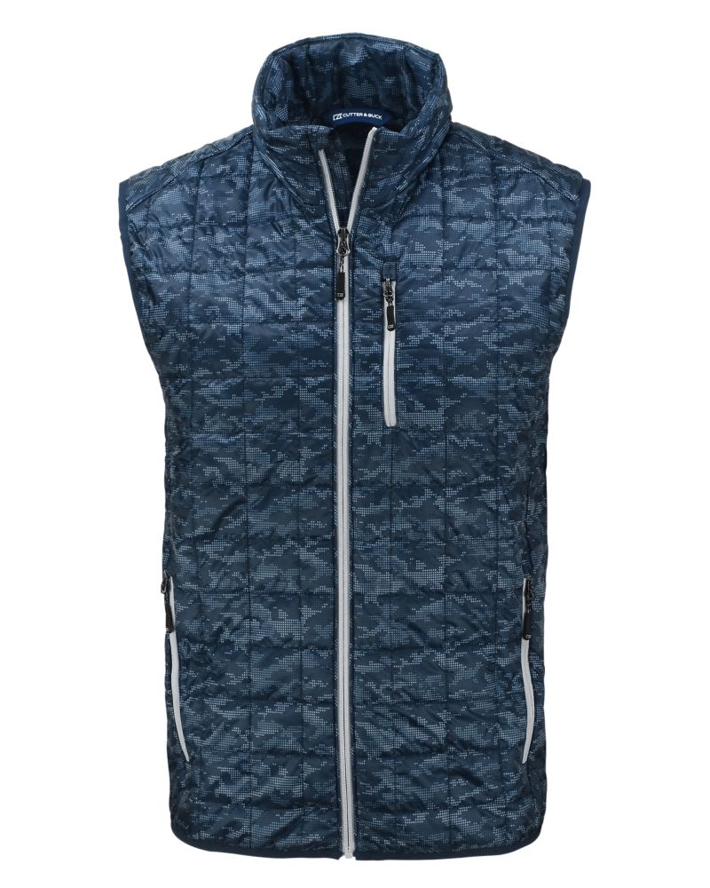 Cutter & Buck Rainier Recycled Insulated Printed Puffer Mens Full Zip Vest 48