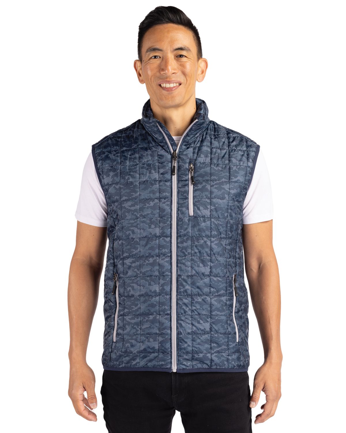 Cutter & Buck Rainier Recycled Insulated Printed Puffer Mens Full Zip Vest 44
