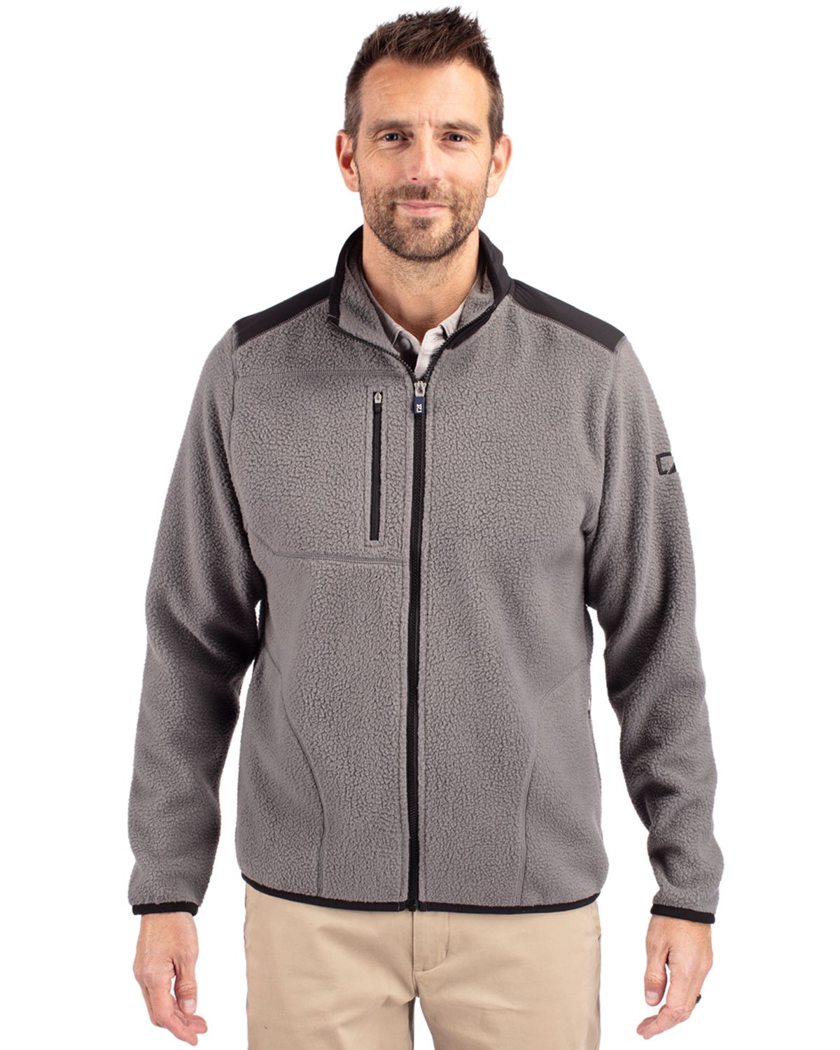 Cutter & Buck Cascade Epic Comfort Recycled Sherpa Fleece Mens Full Zip Jacket 96