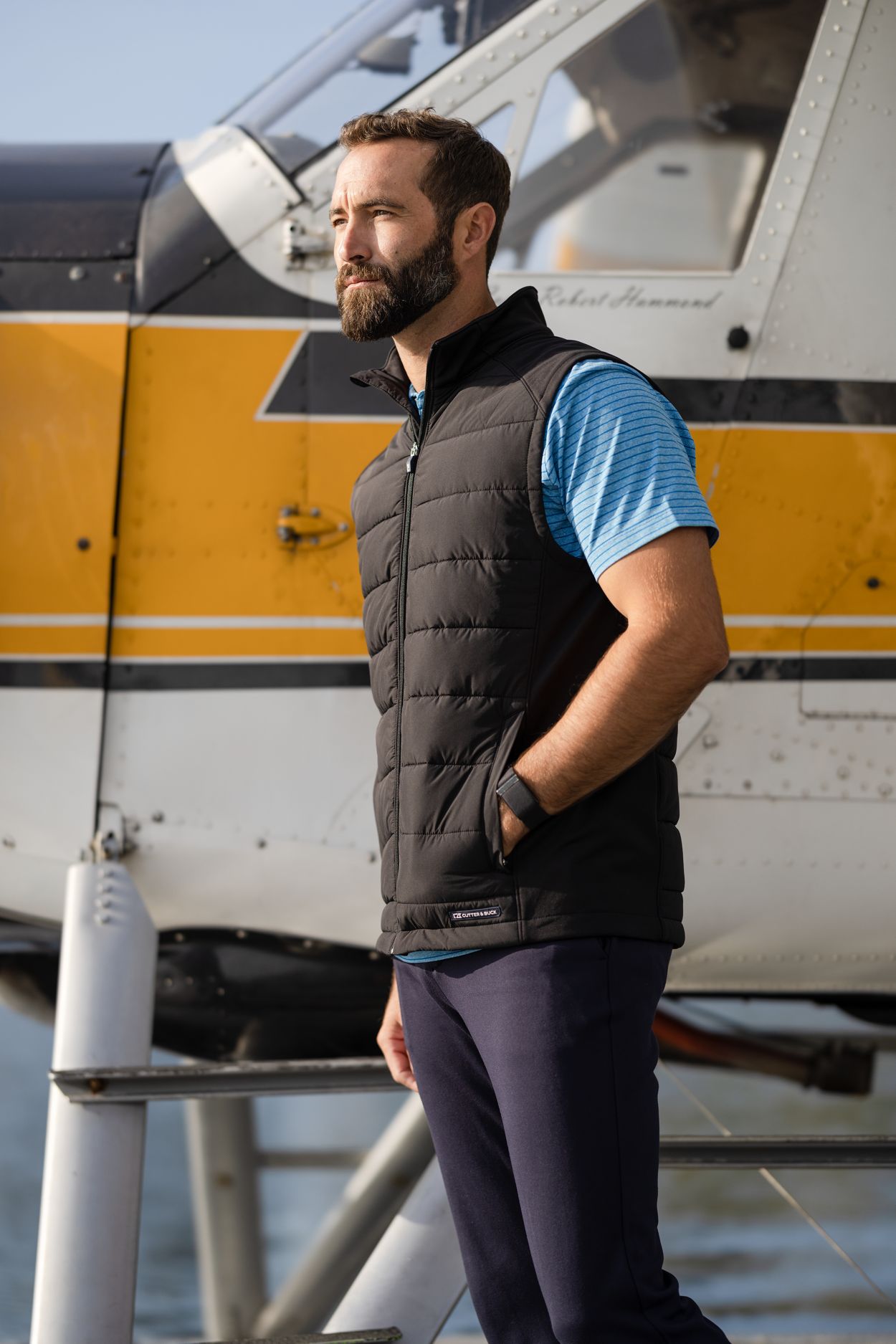 Cutter & Buck Evoke Epic Versatility Recycled Hybrid Softshell Mens Full Zip Vest