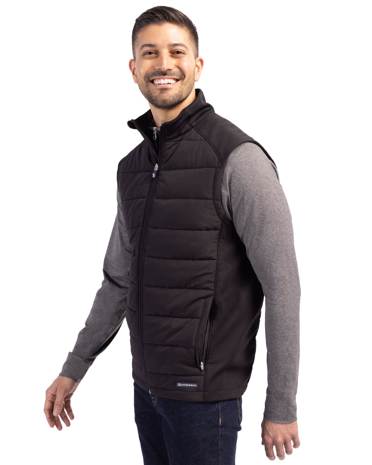 Cutter & Buck Evoke Recycled Honeycomb Fleece Mens Hybrid Full Zip Vest 47