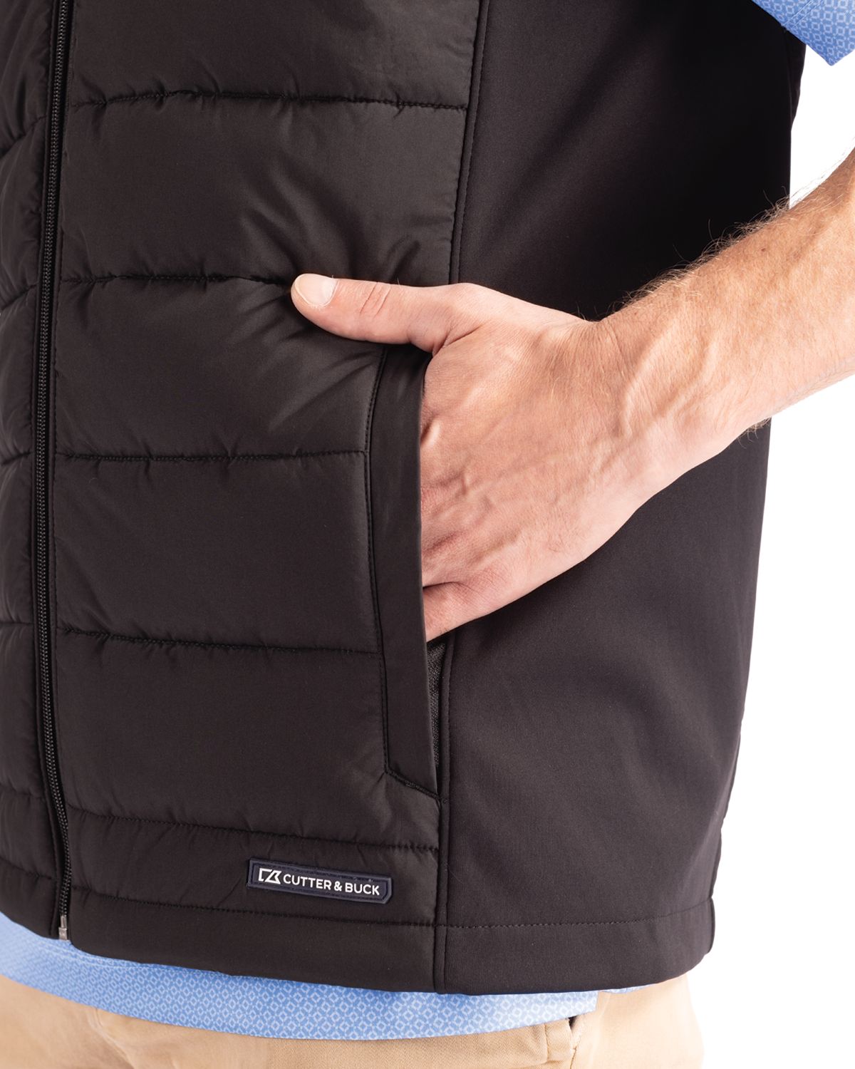 Cutter & Buck Evoke Recycled Honeycomb Fleece Mens Hybrid Full Zip Vest 87
