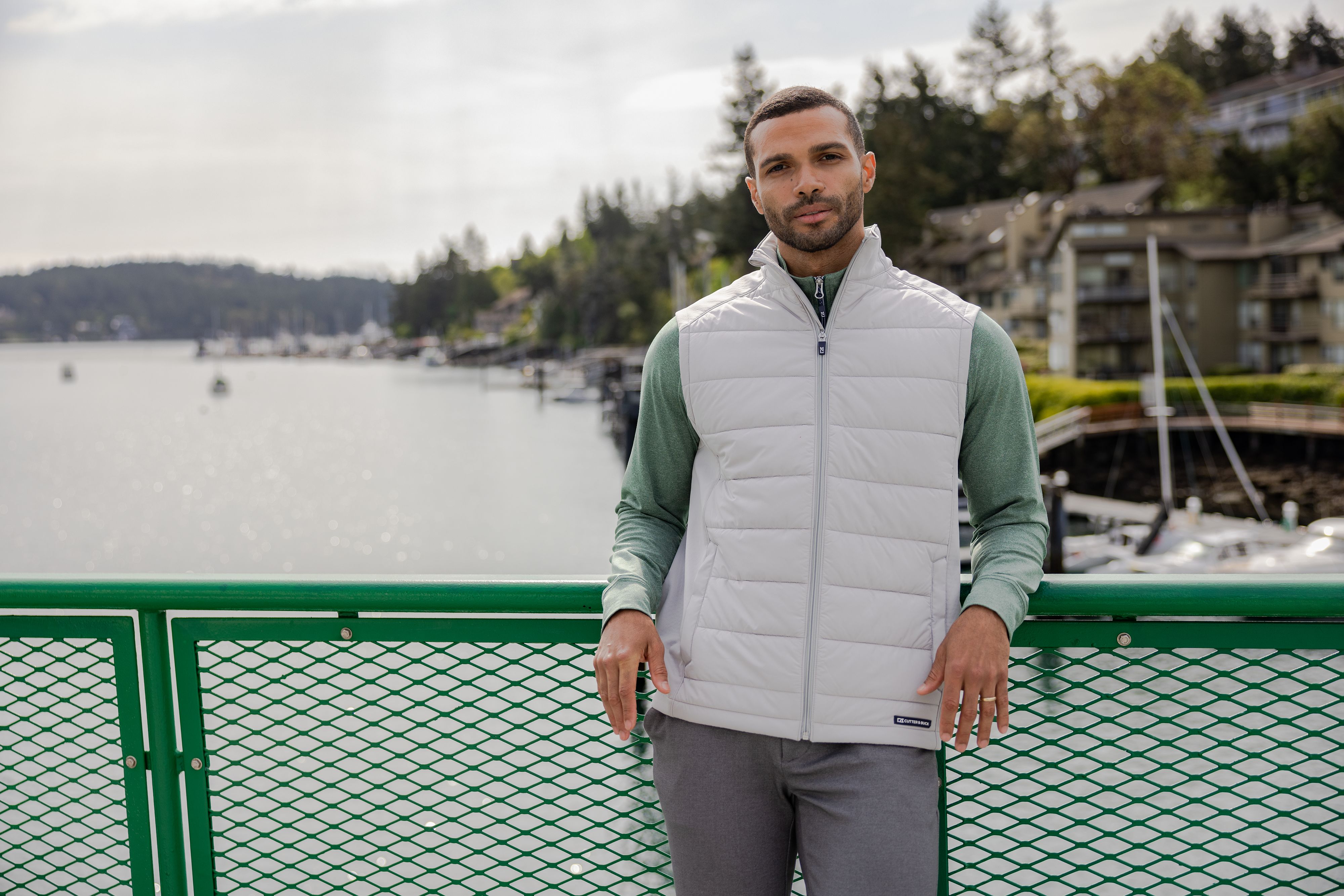 Cutter & Buck Evoke Recycled Honeycomb Fleece Mens Hybrid Full Zip Vest 48