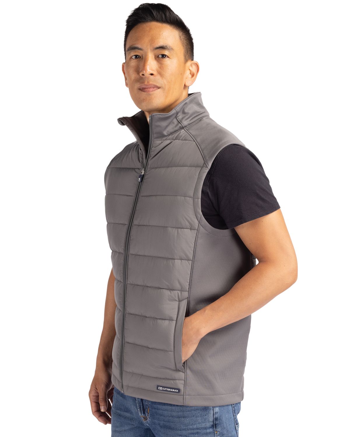 Cutter & Buck Evoke Recycled Honeycomb Fleece Mens Hybrid Full Zip Vest 68