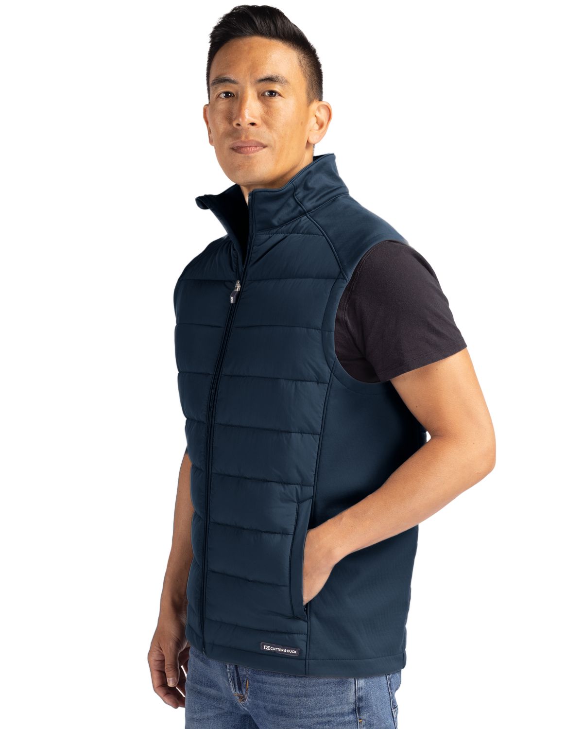 Cutter & Buck Evoke Recycled Honeycomb Fleece Mens Hybrid Full Zip Vest 90