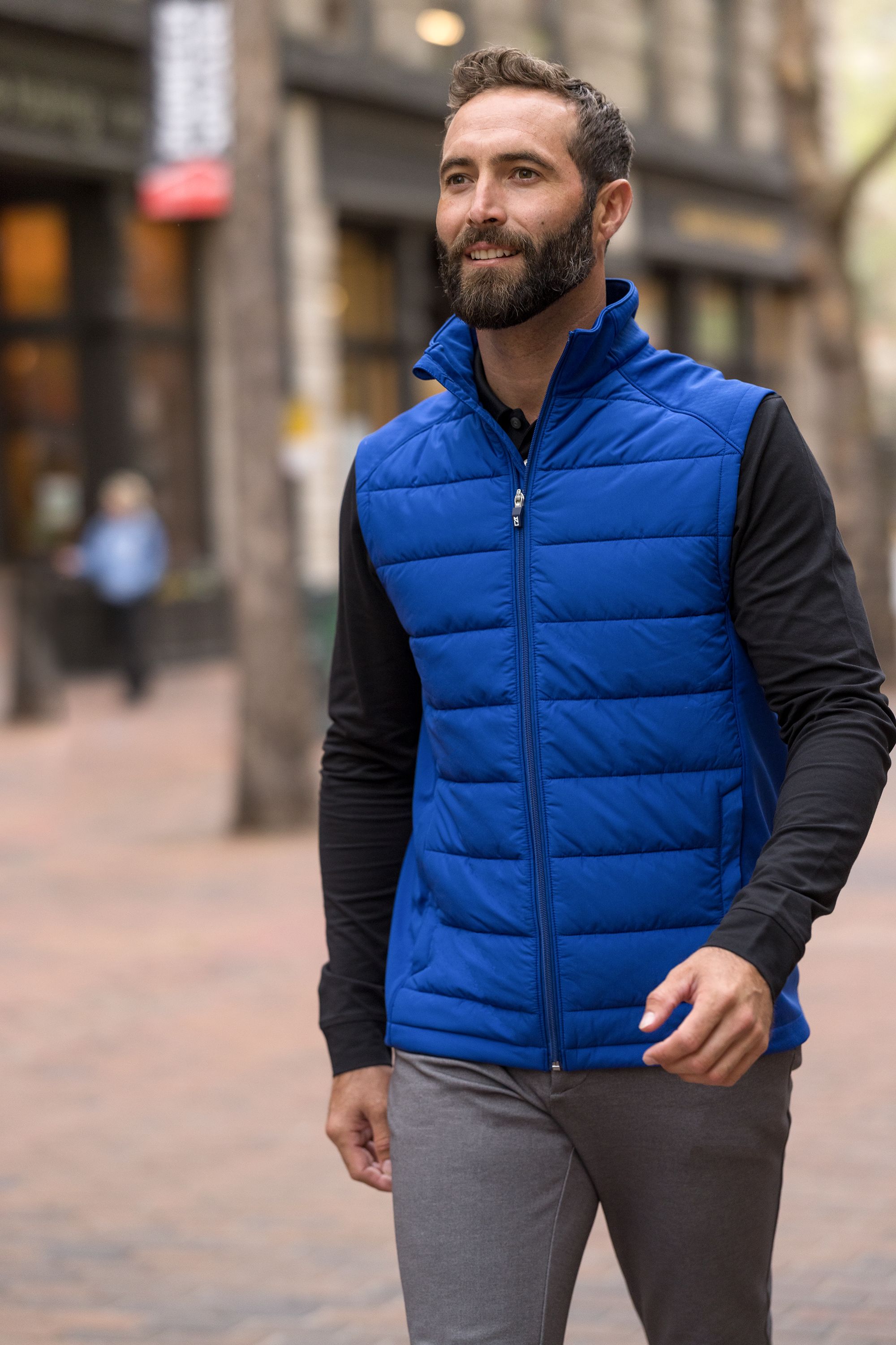 Cutter & Buck Evoke Recycled Honeycomb Fleece Mens Hybrid Full Zip Vest 62