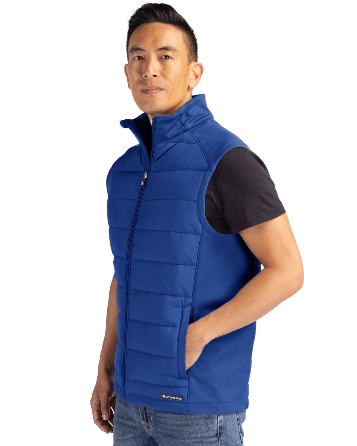 Cutter & Buck Evoke Recycled Honeycomb Fleece Mens Hybrid Full Zip Vest 55