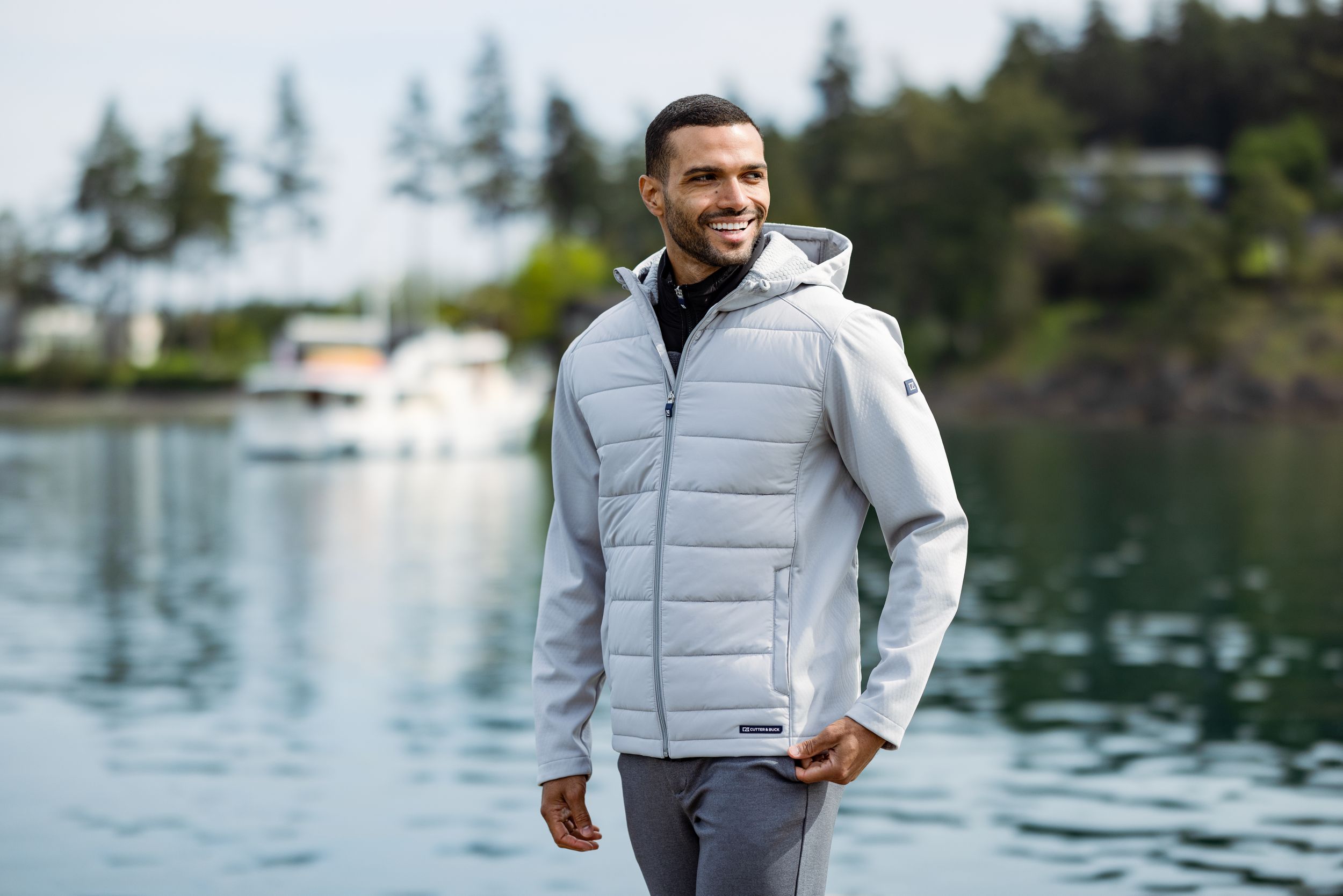 Cutter & Buck Evoke Epic Versatility Recycled Hybrid Softshell Mens Big & Tall Full Zip Hooded Jacket