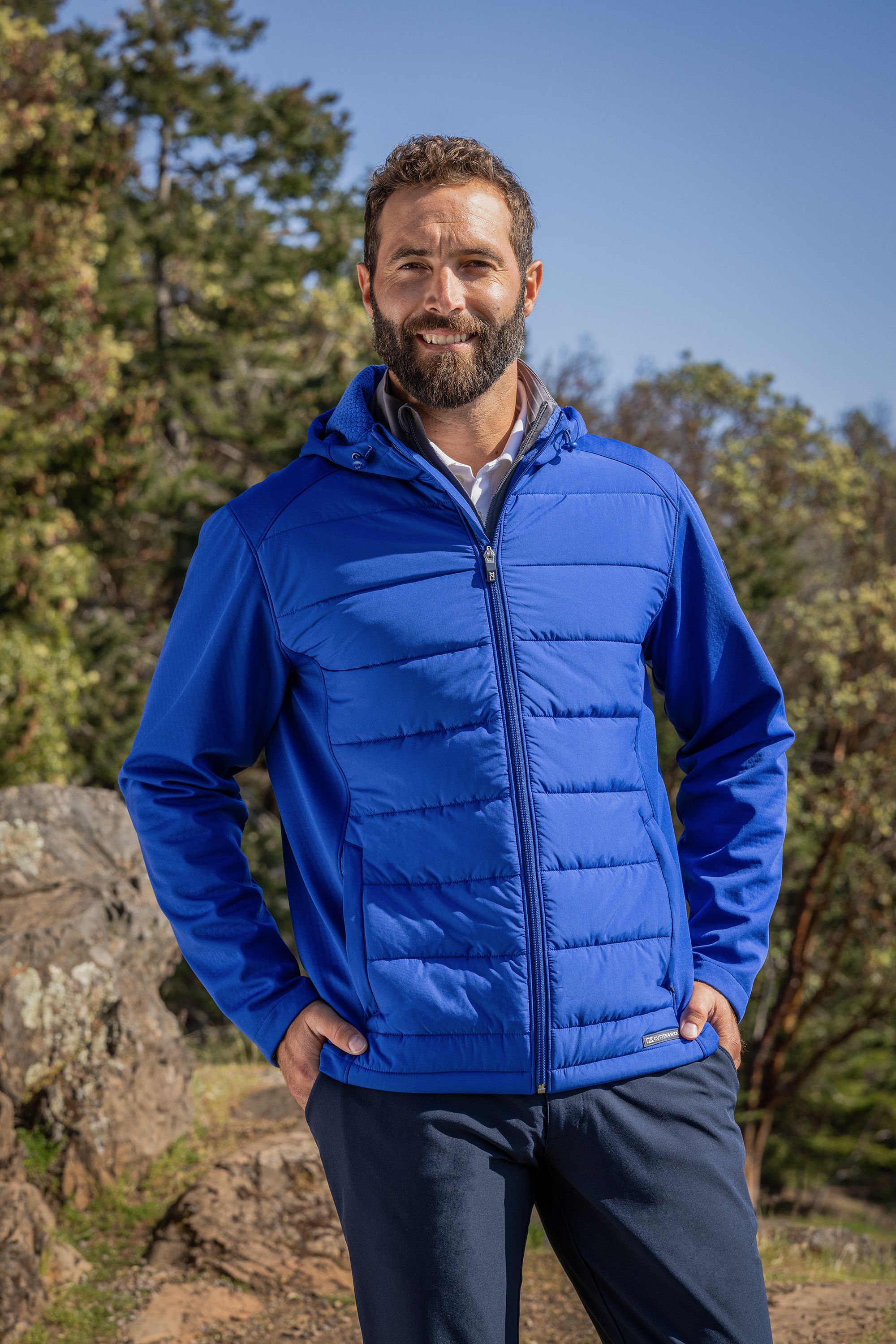 Cutter & Buck Evoke Recycled Honeycomb Fleece Mens Hybrid Full Zip Jacket 77