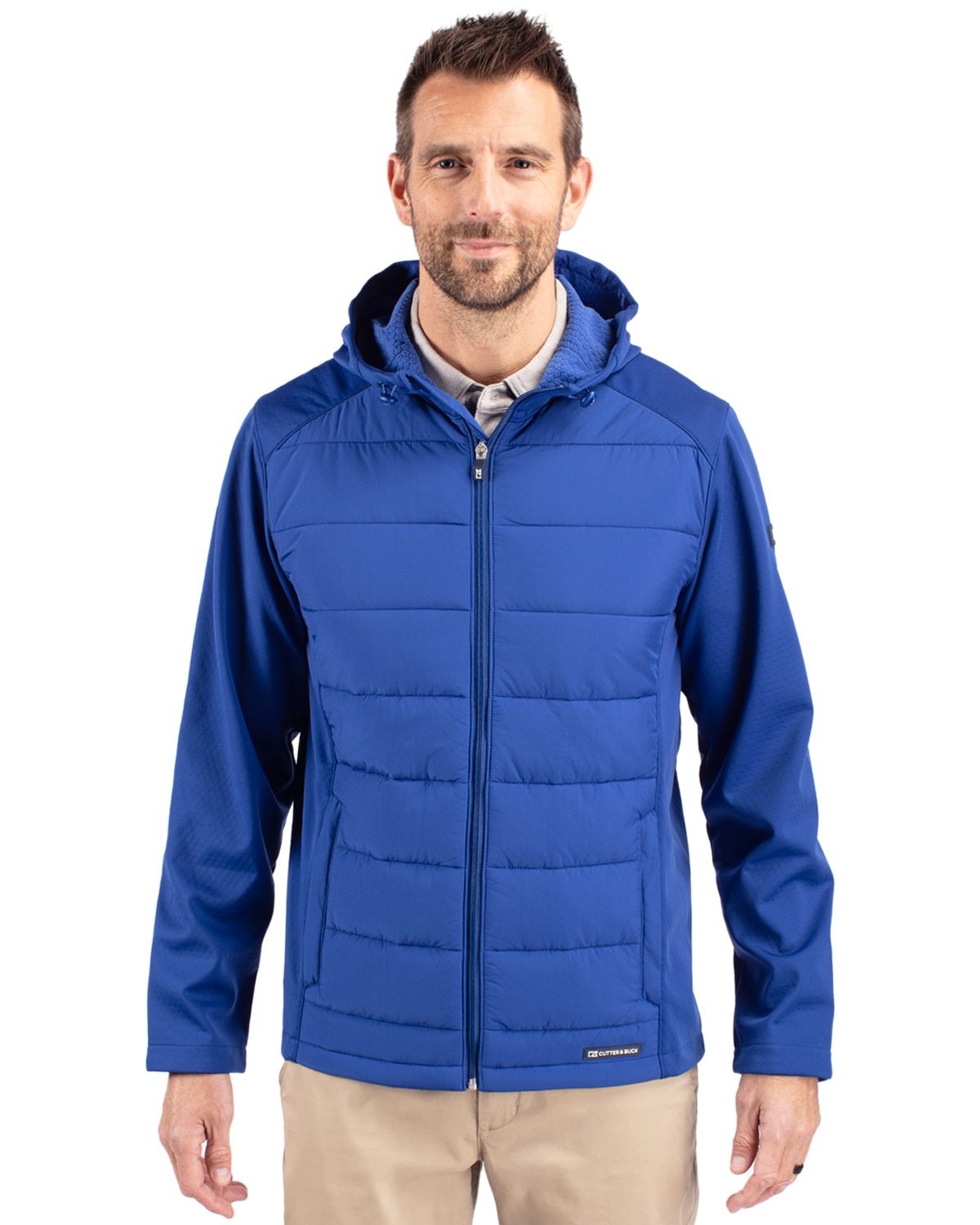 Cutter & Buck Evoke Recycled Honeycomb Fleece Mens Hybrid Full Zip Jacket 52