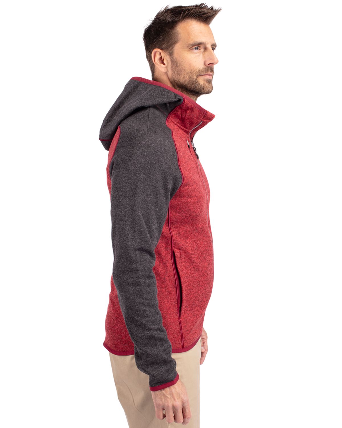 Cutter & Buck Mainsail Sweater-Knit Mens Full Zip Hooded Jacket 115