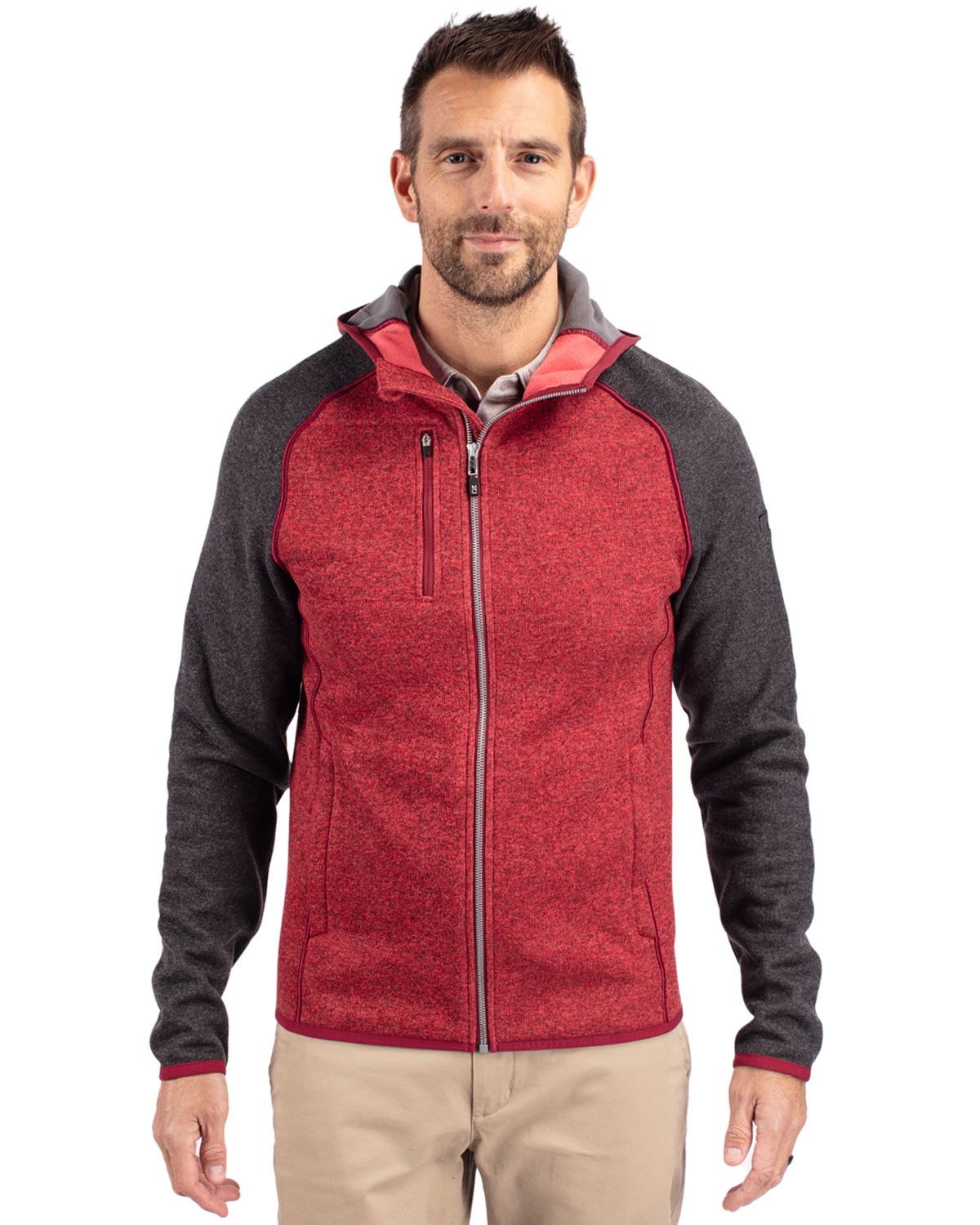 Cutter & Buck Mainsail Sweater-Knit Mens Full Zip Hooded Jacket 122