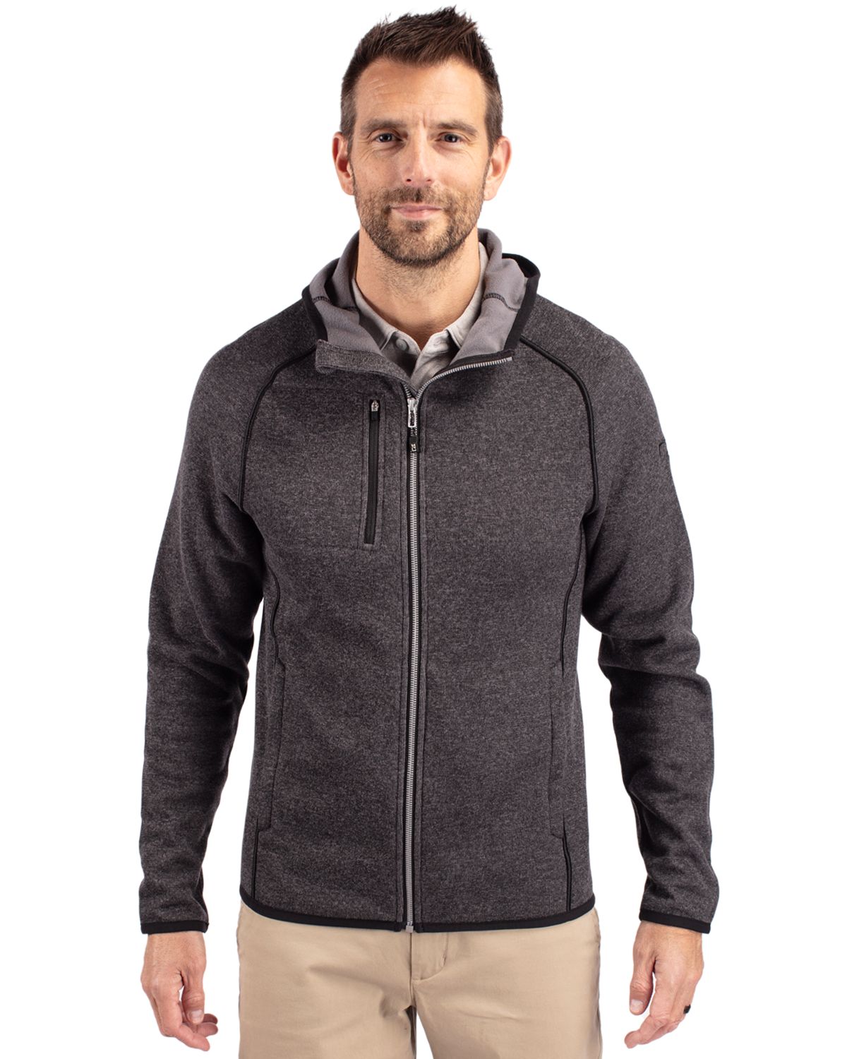 Cutter & Buck Mainsail Sweater-Knit Mens Full Zip Hooded Jacket 116