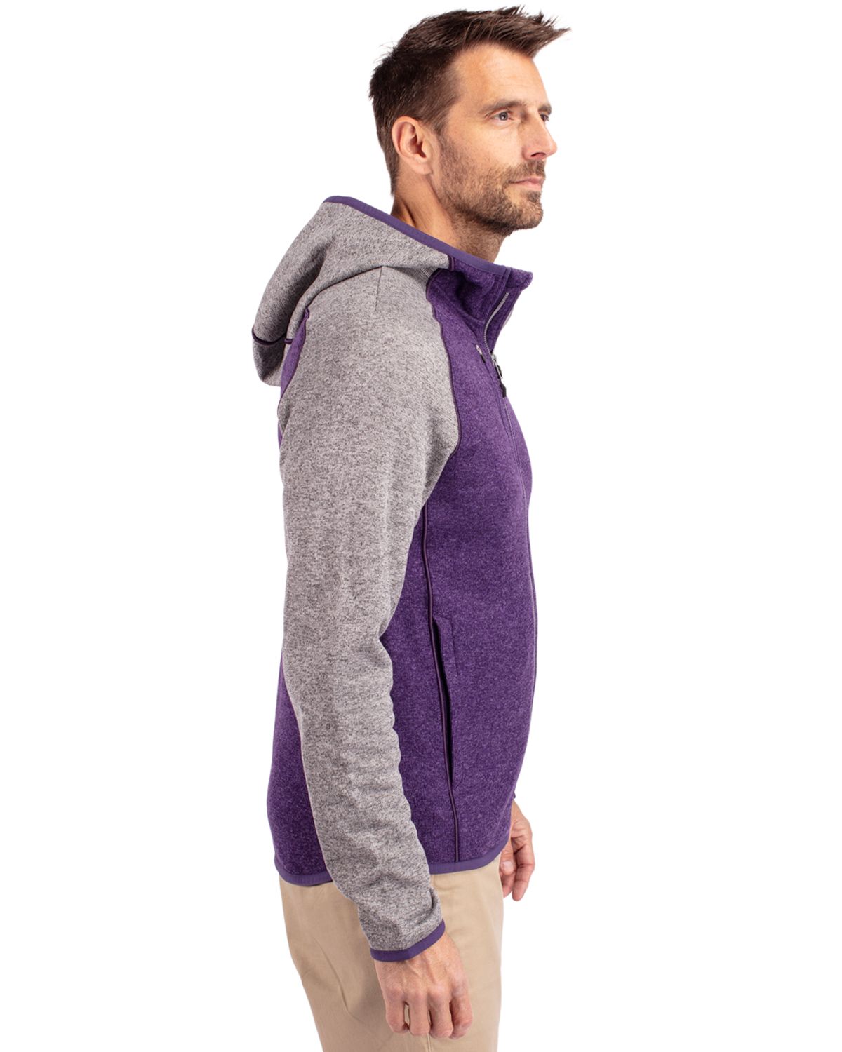 Cutter & Buck Mainsail Sweater-Knit Mens Full Zip Hooded Jacket 130