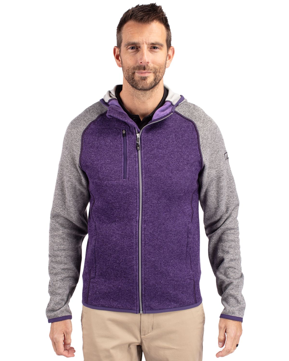 Cutter & Buck Mainsail Sweater-Knit Mens Full Zip Hooded Jacket 128