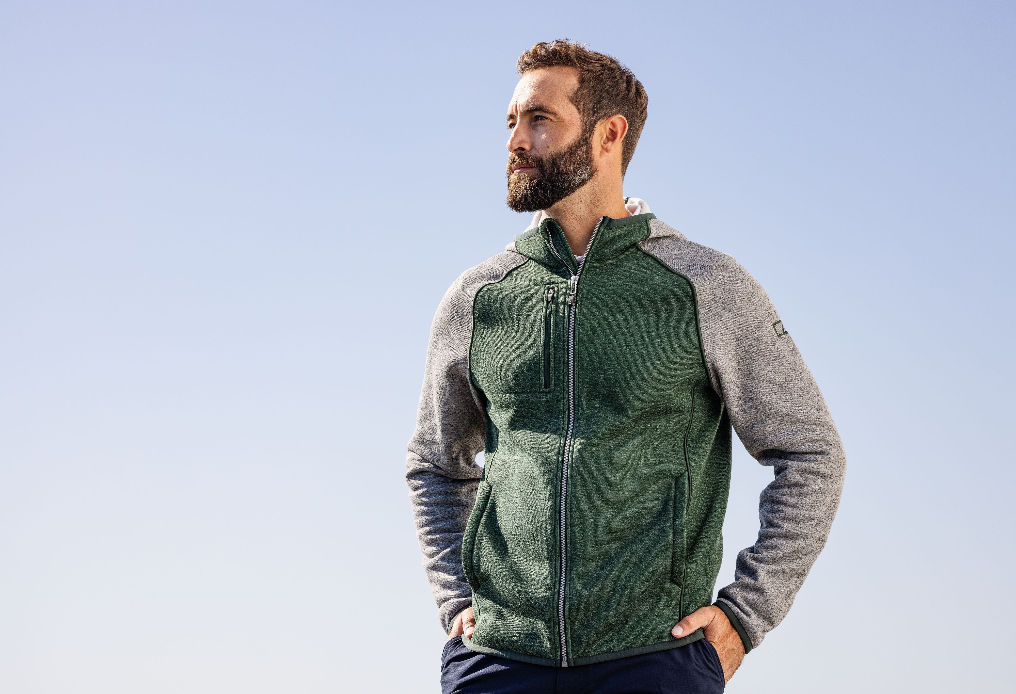 Cutter & Buck Mainsail Sweater-Knit Mens Full Zip Hooded Jacket 106