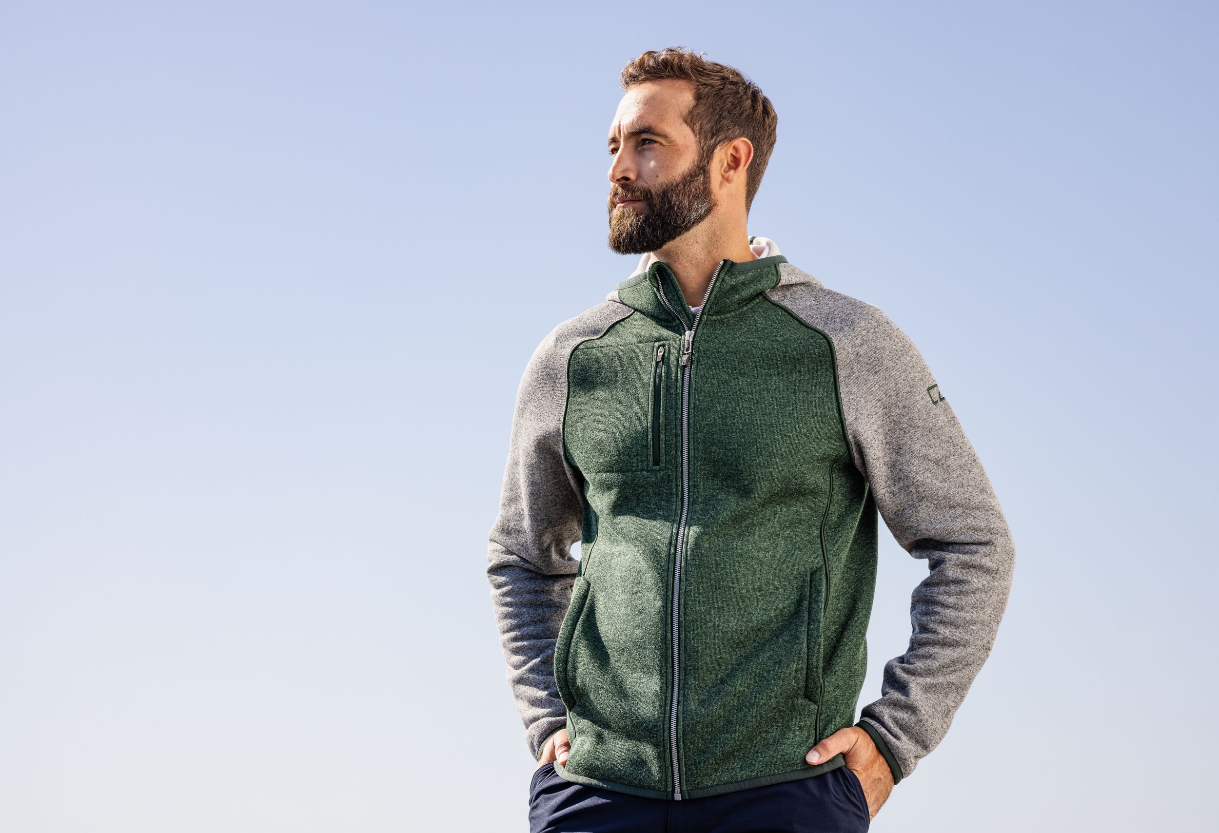 Cutter & Buck Mainsail Sweater-Knit Mens Full Zip Hooded Jacket