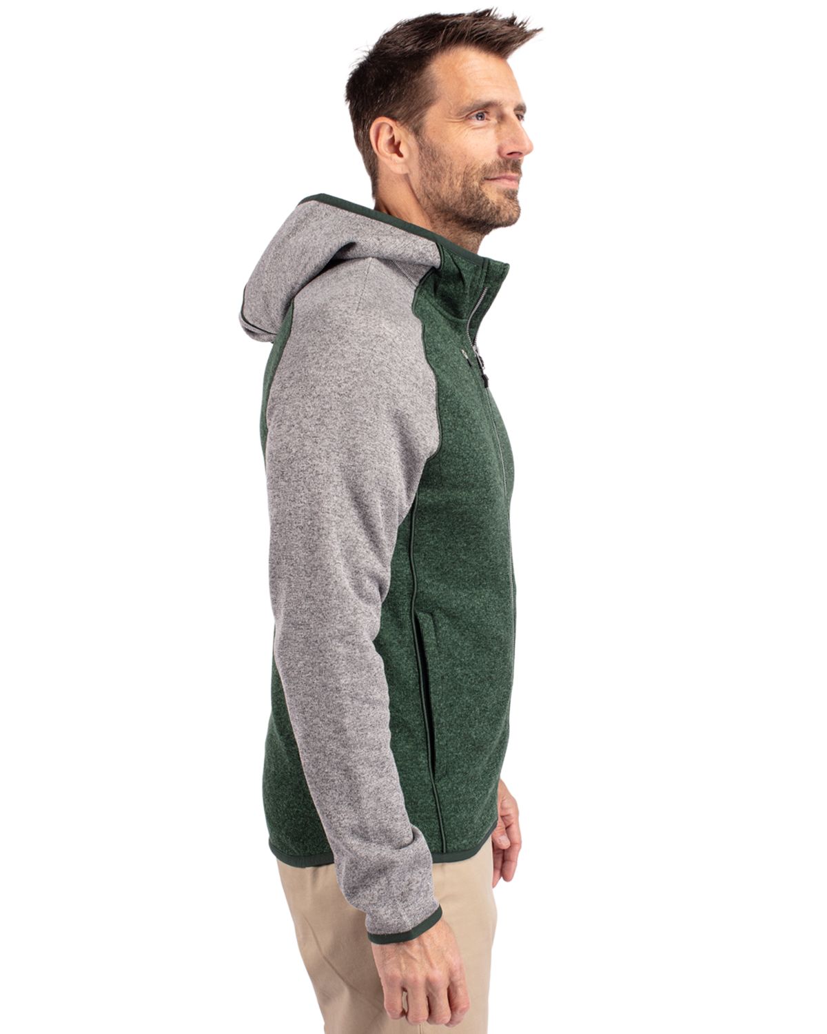 Cutter & Buck Mainsail Sweater-Knit Mens Full Zip Hooded Jacket 132