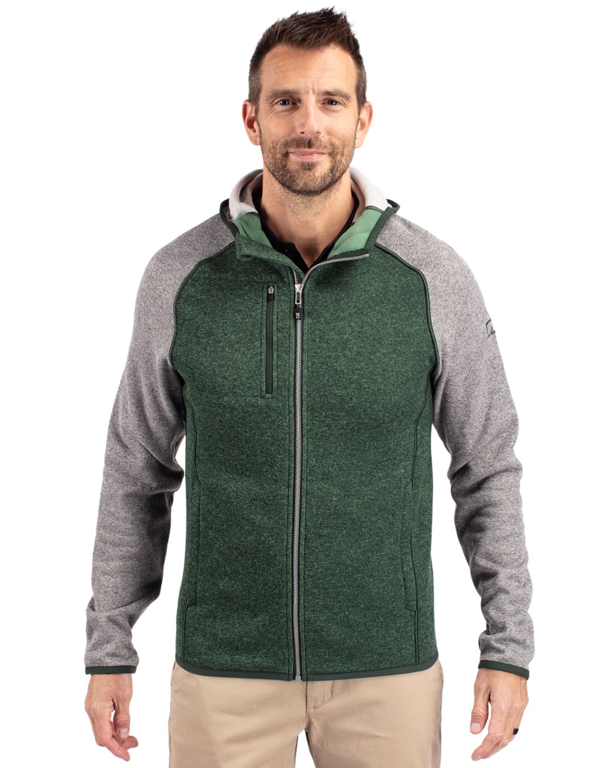 Cutter & Buck Mainsail Sweater-Knit Mens Full Zip Hooded Jacket 138