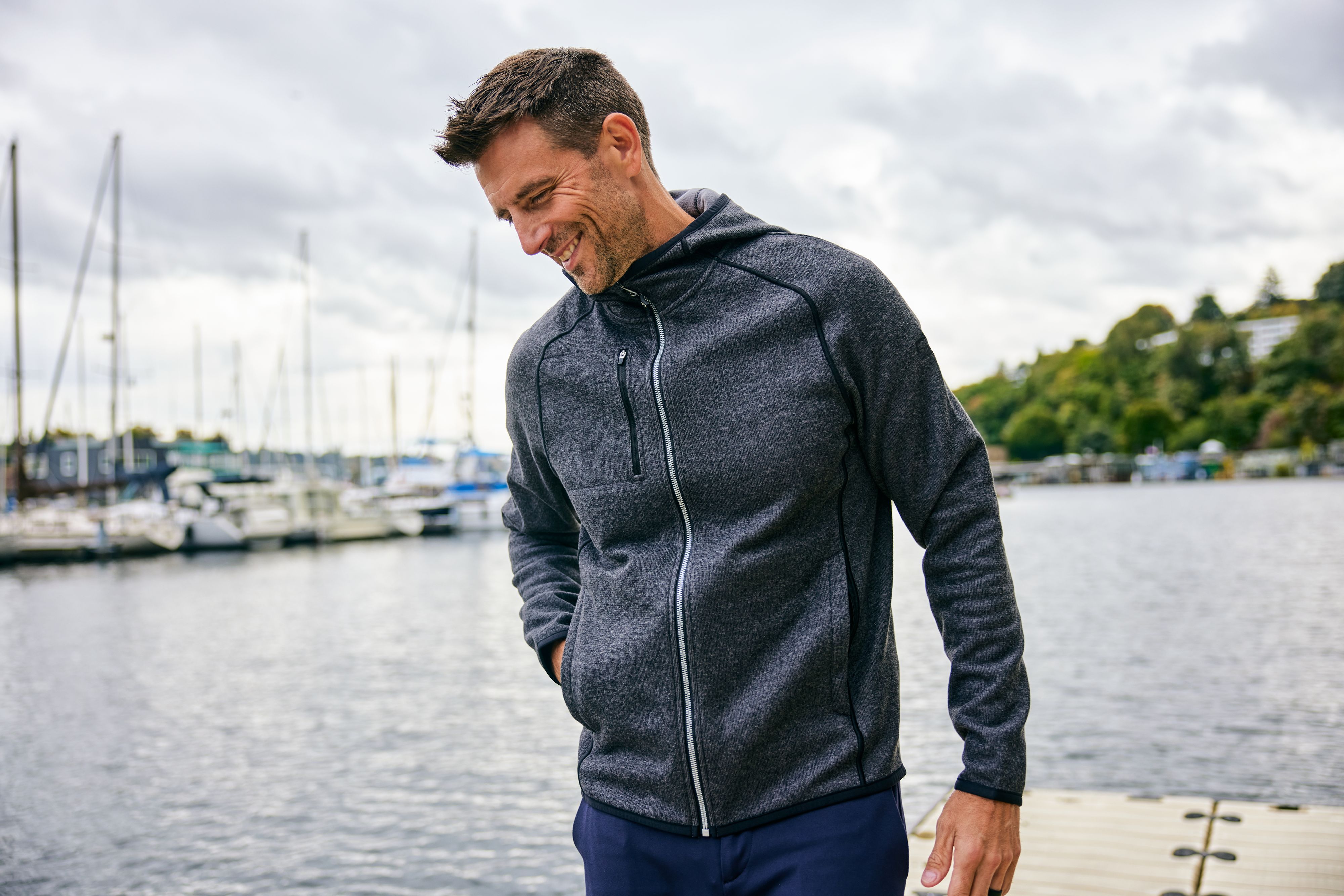 Cutter & Buck Mainsail Sweater-Knit Mens Full Zip Hooded Jacket 134