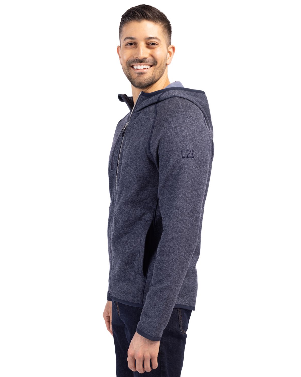 Cutter & Buck Mainsail Sweater-Knit Mens Full Zip Hooded Jacket 96