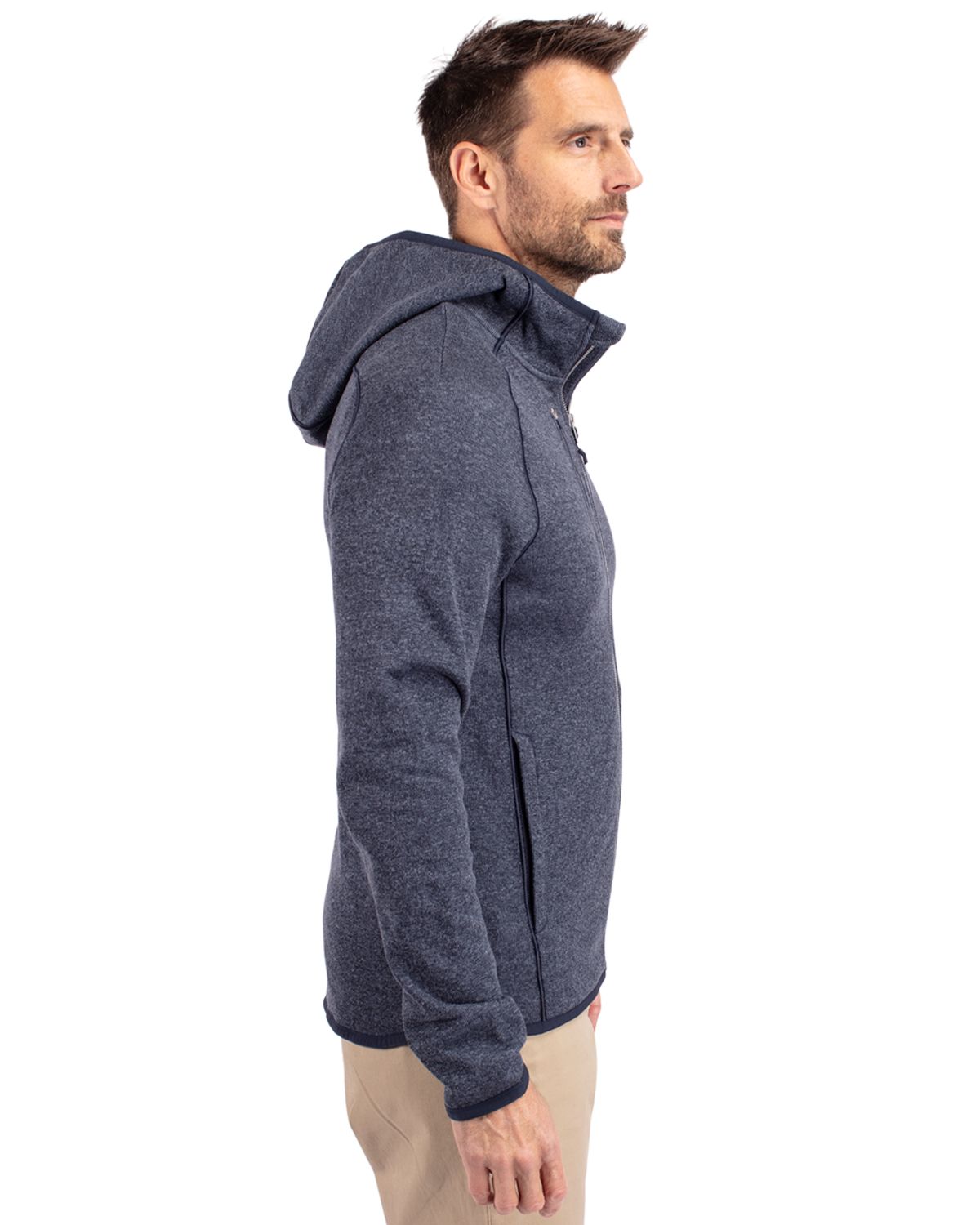 Cutter & Buck Mainsail Sweater-Knit Mens Full Zip Hooded Jacket 110