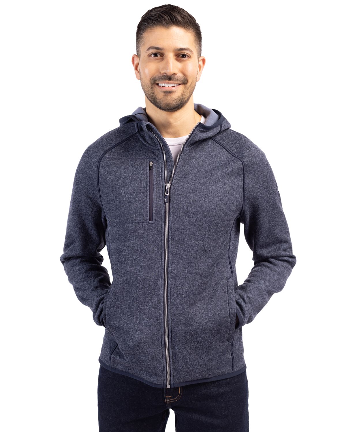 Cutter & Buck Mainsail Sweater-Knit Mens Full Zip Hooded Jacket 142
