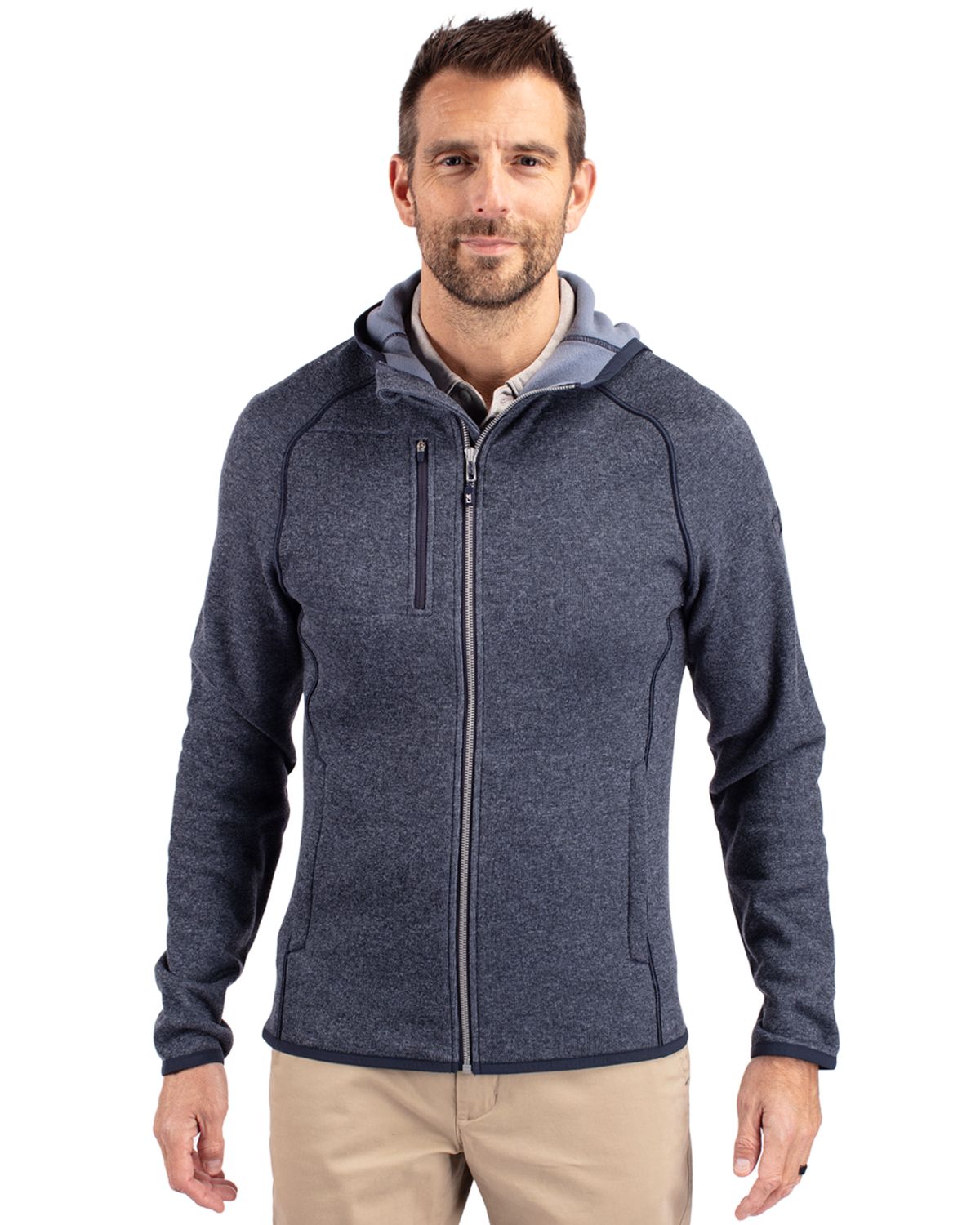 Cutter & Buck Mainsail Sweater-Knit Mens Full Zip Hooded Jacket 84