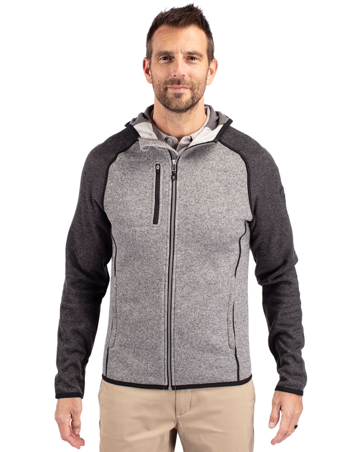 Cutter & Buck Mainsail Sweater-Knit Mens Full Zip Hooded Jacket 97