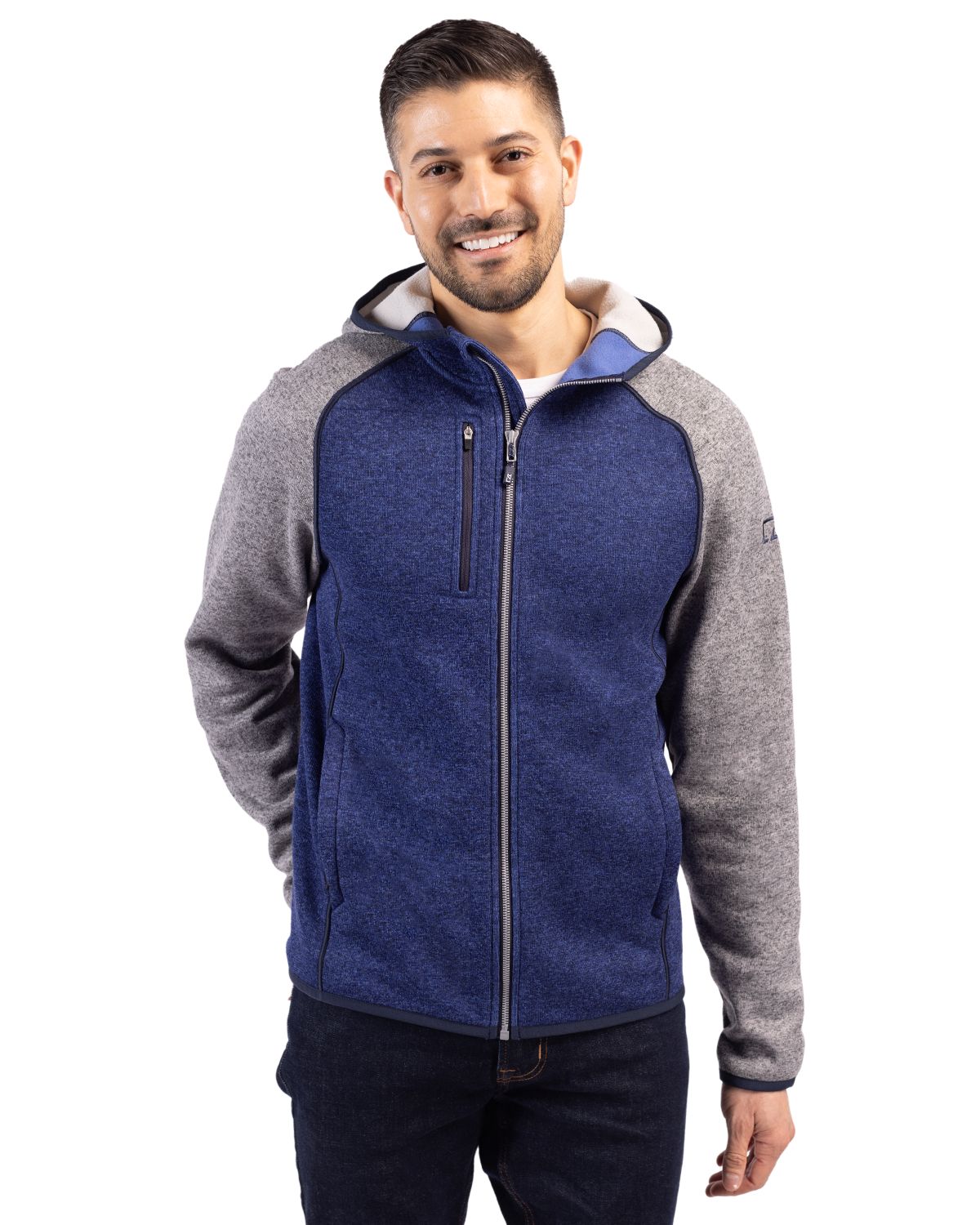 Cutter & Buck Mainsail Sweater-Knit Mens Full Zip Hooded Jacket 148