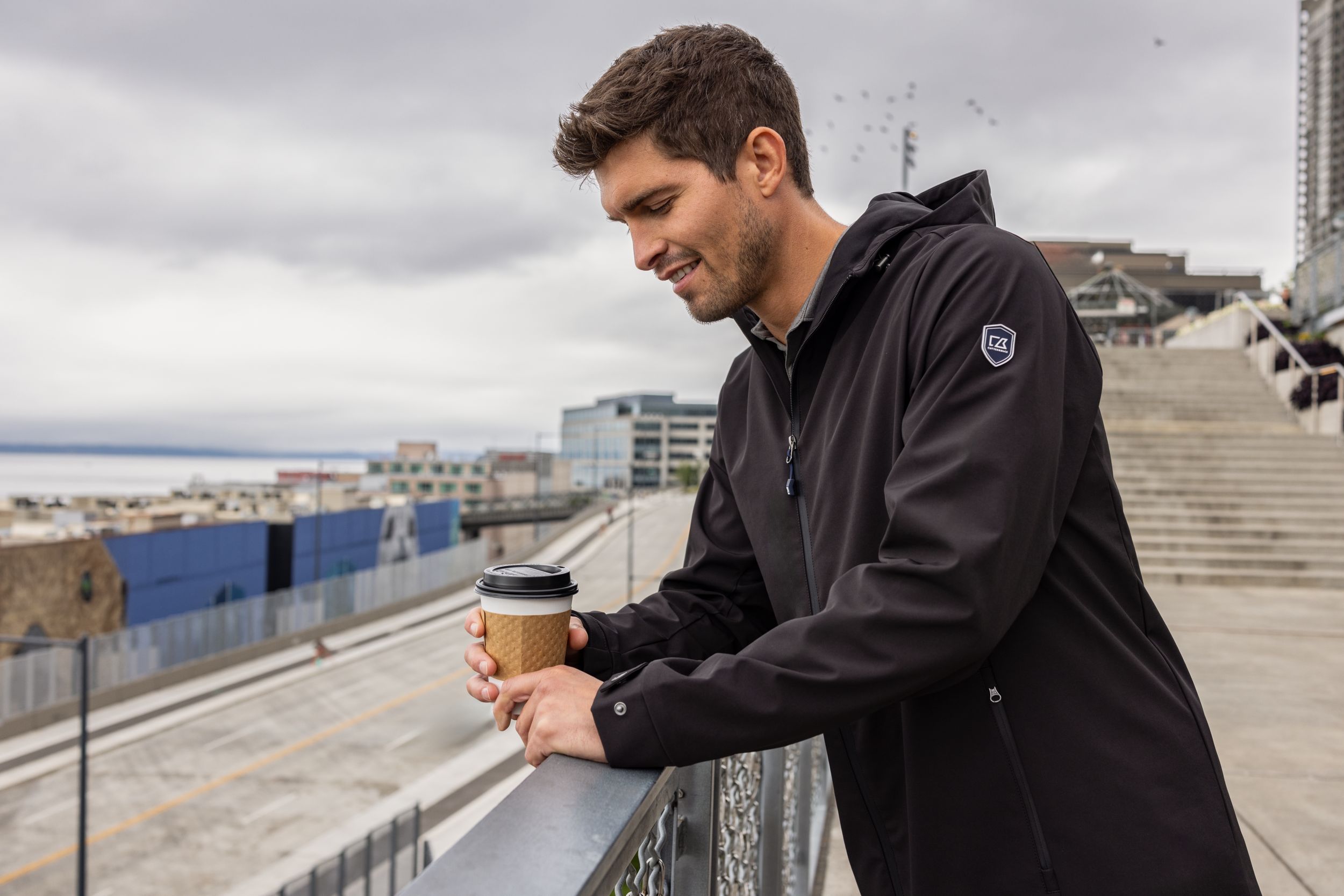 Cutter & Buck Camano Recycled Everyday Stretch Water Resistant Mens Full Zip Jacket